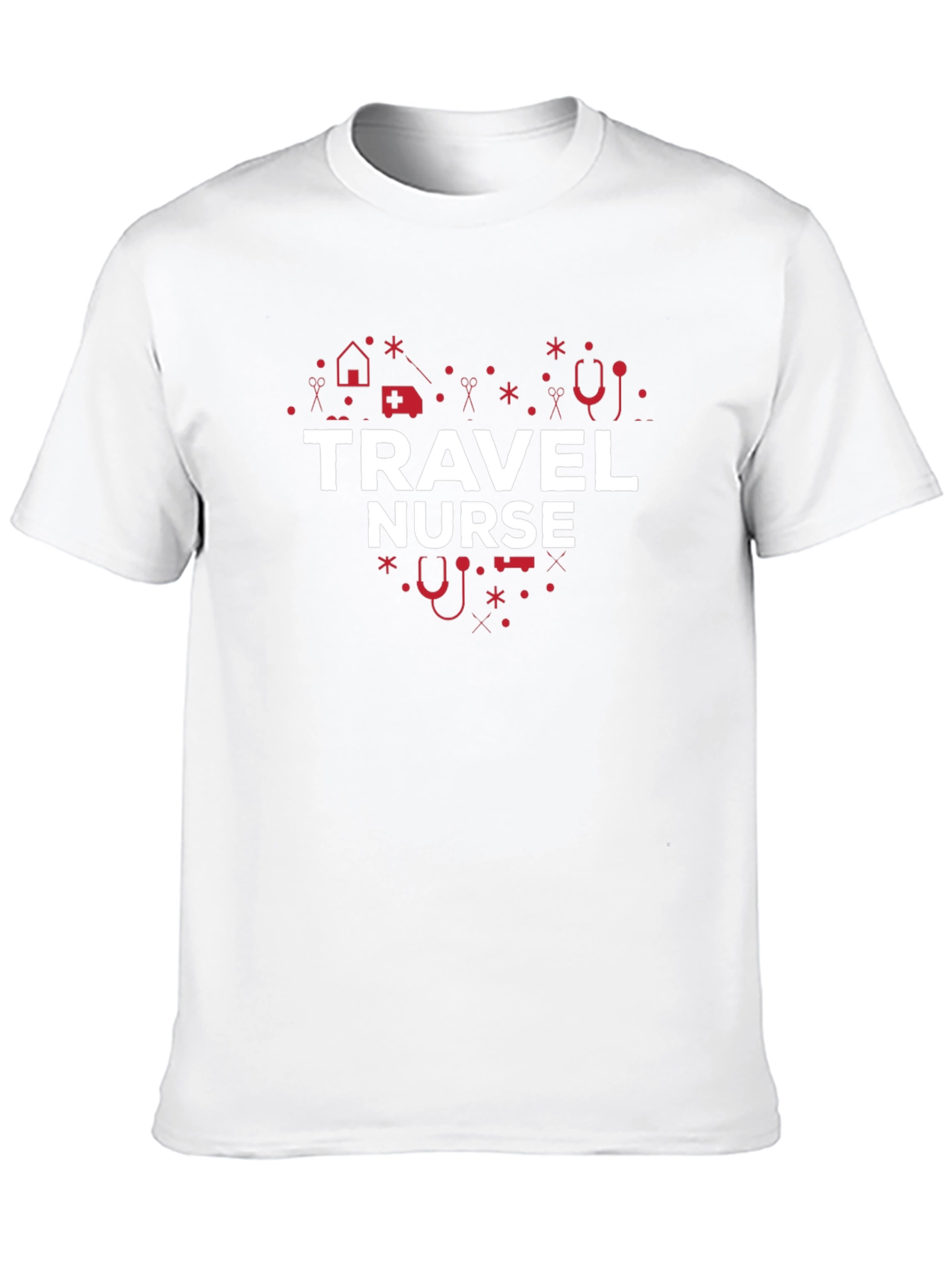 Travel Nurse Heart Graphic Tee - Black Cotton T-Shirt
