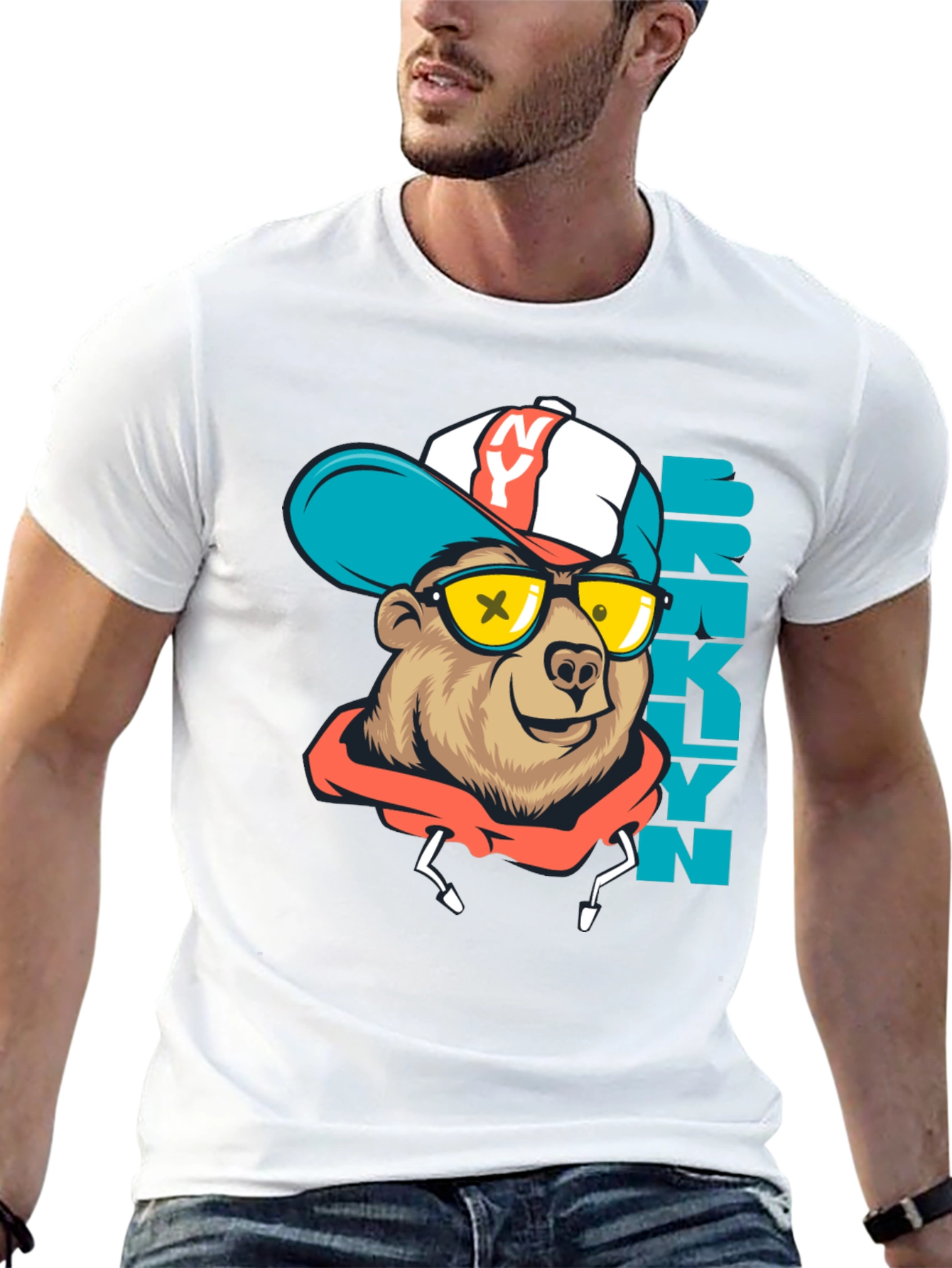 Brooklyn Bear Graphic Tee - Urban Style Shirt