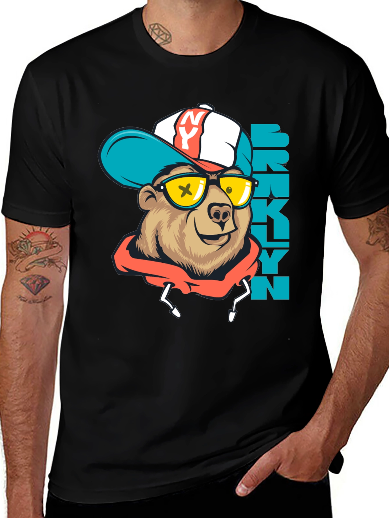 Brooklyn Bear Graphic Tee - Urban Style Shirt