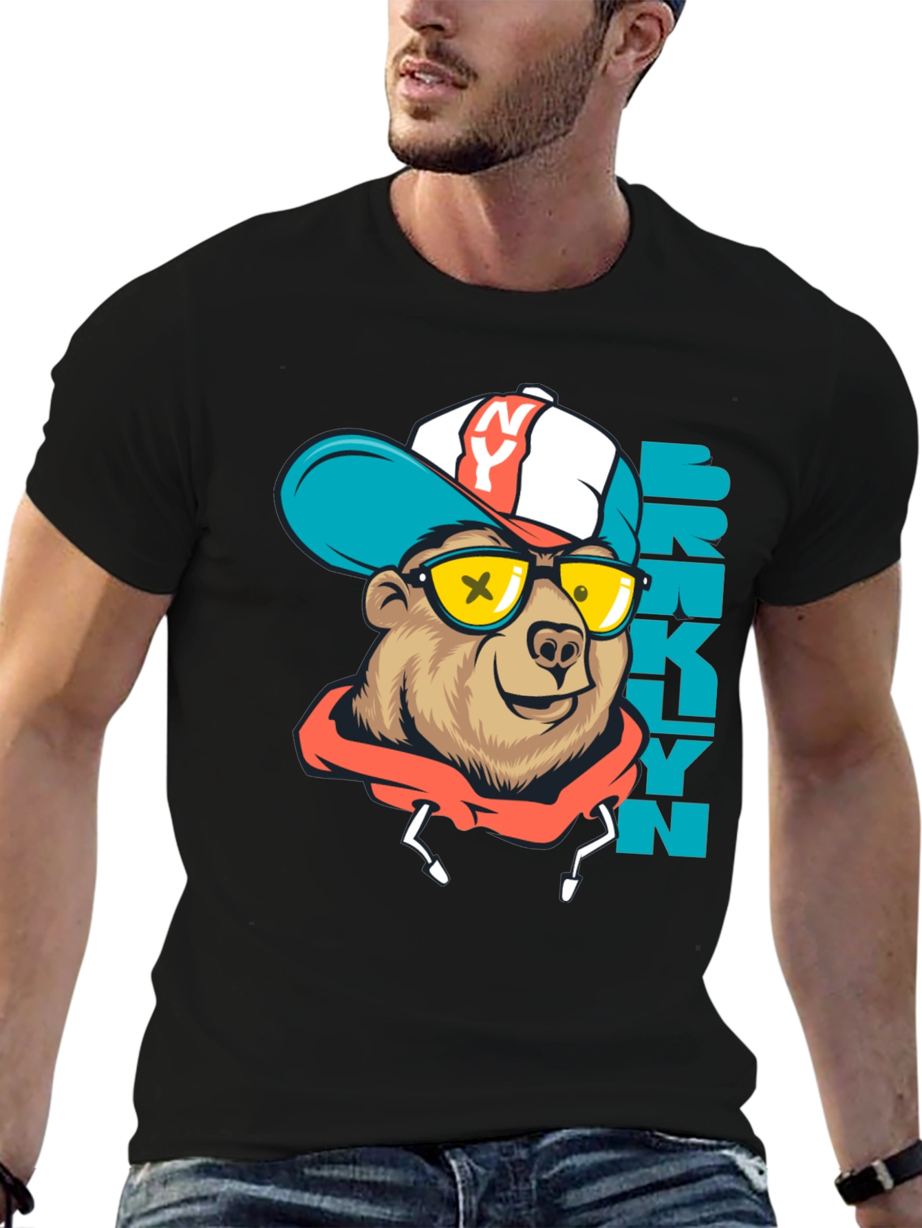 Brooklyn Bear Graphic Tee - Urban Style Shirt