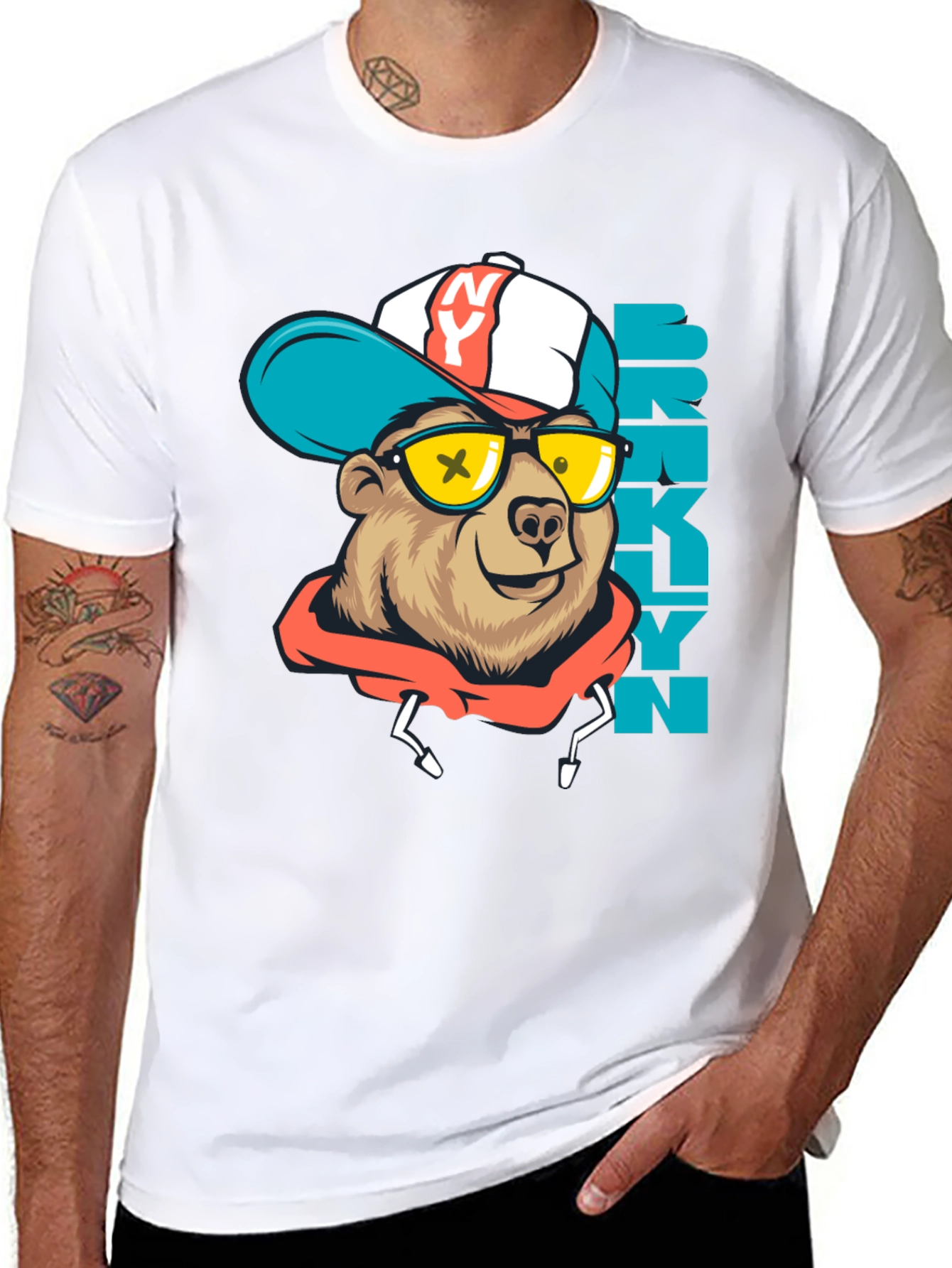 Brooklyn Bear Graphic Tee - Urban Style Shirt