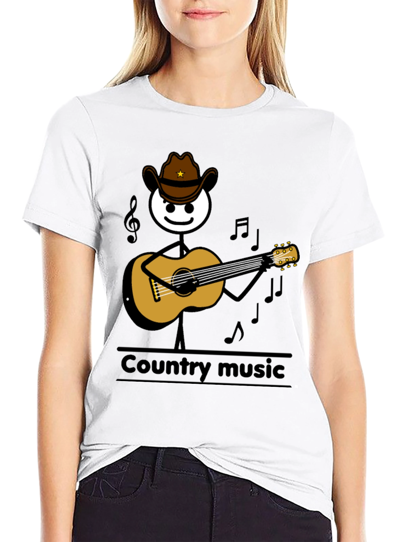 Country Music Stick Figure Guitarist T-Shirt