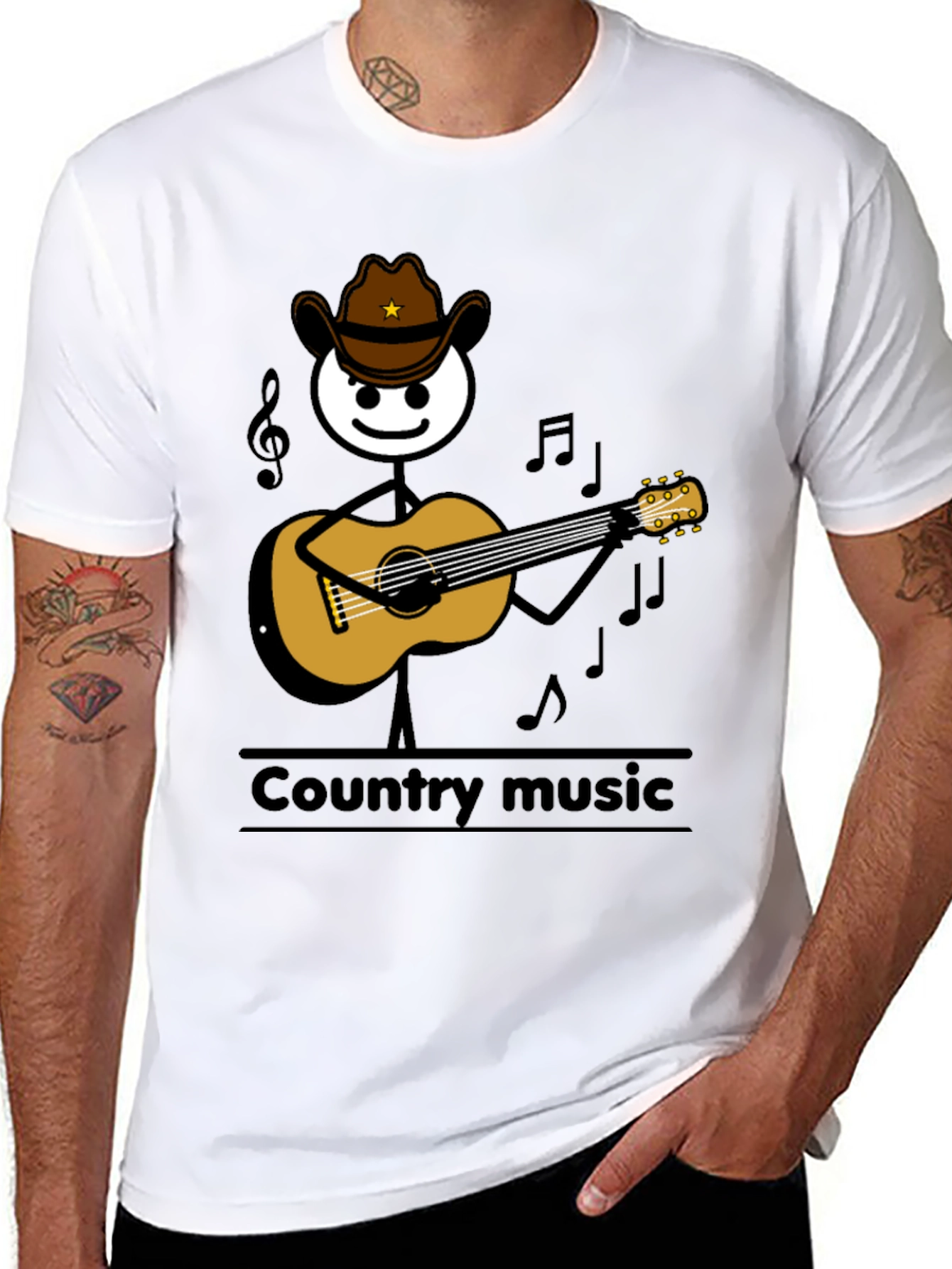 Country Music Stick Figure Guitarist T-Shirt