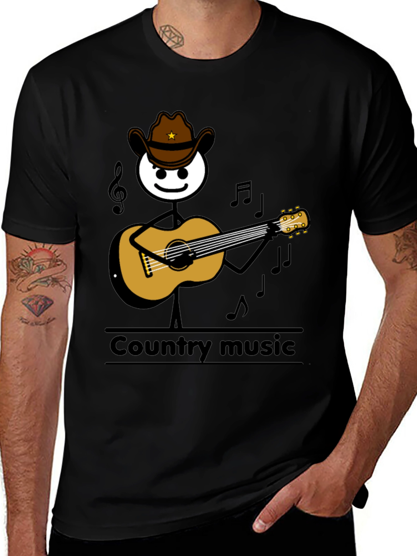 Country Music Stick Figure Guitarist T-Shirt