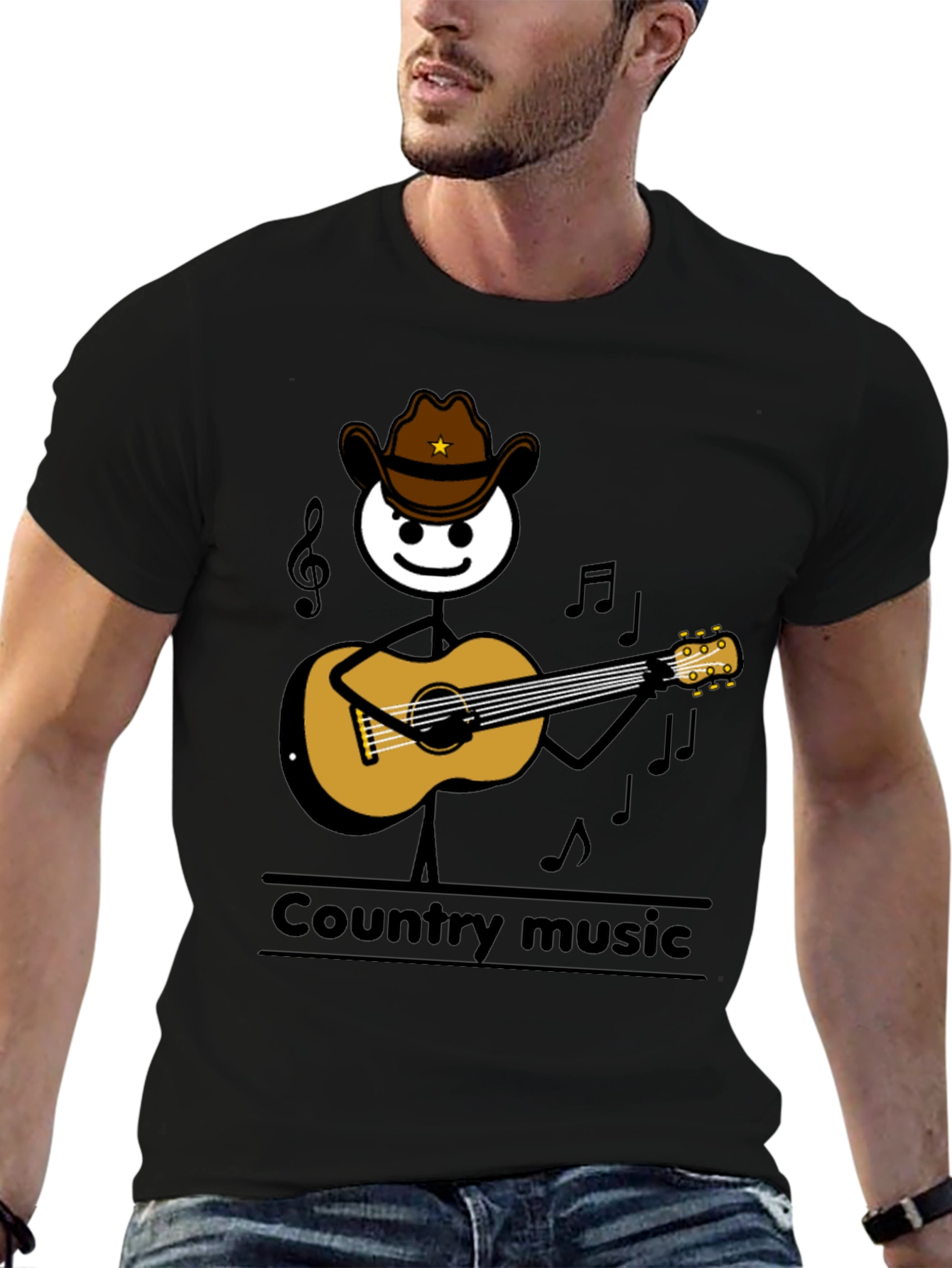 Country Music Stick Figure Guitarist T-Shirt