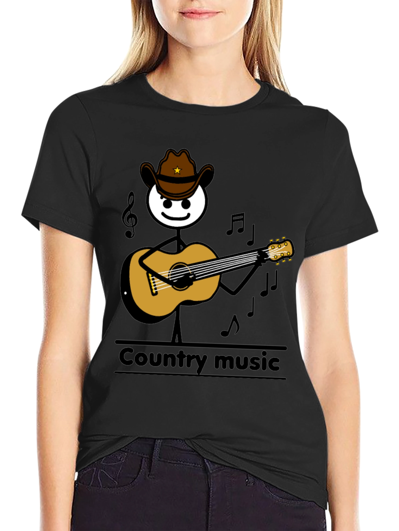 Country Music Stick Figure Guitarist T-Shirt