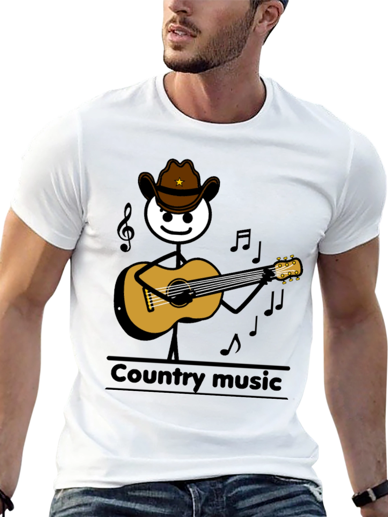 Country Music Stick Figure Guitarist T-Shirt