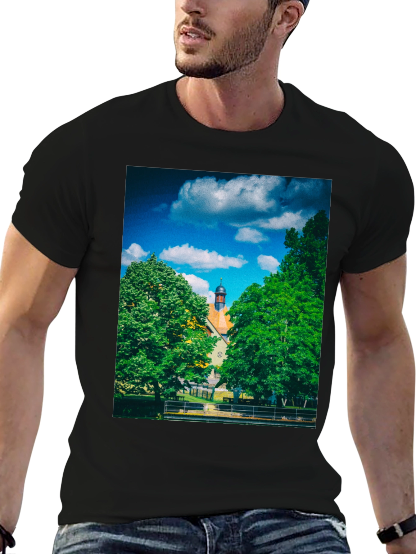 Scenic Landscape Black T-Shirt