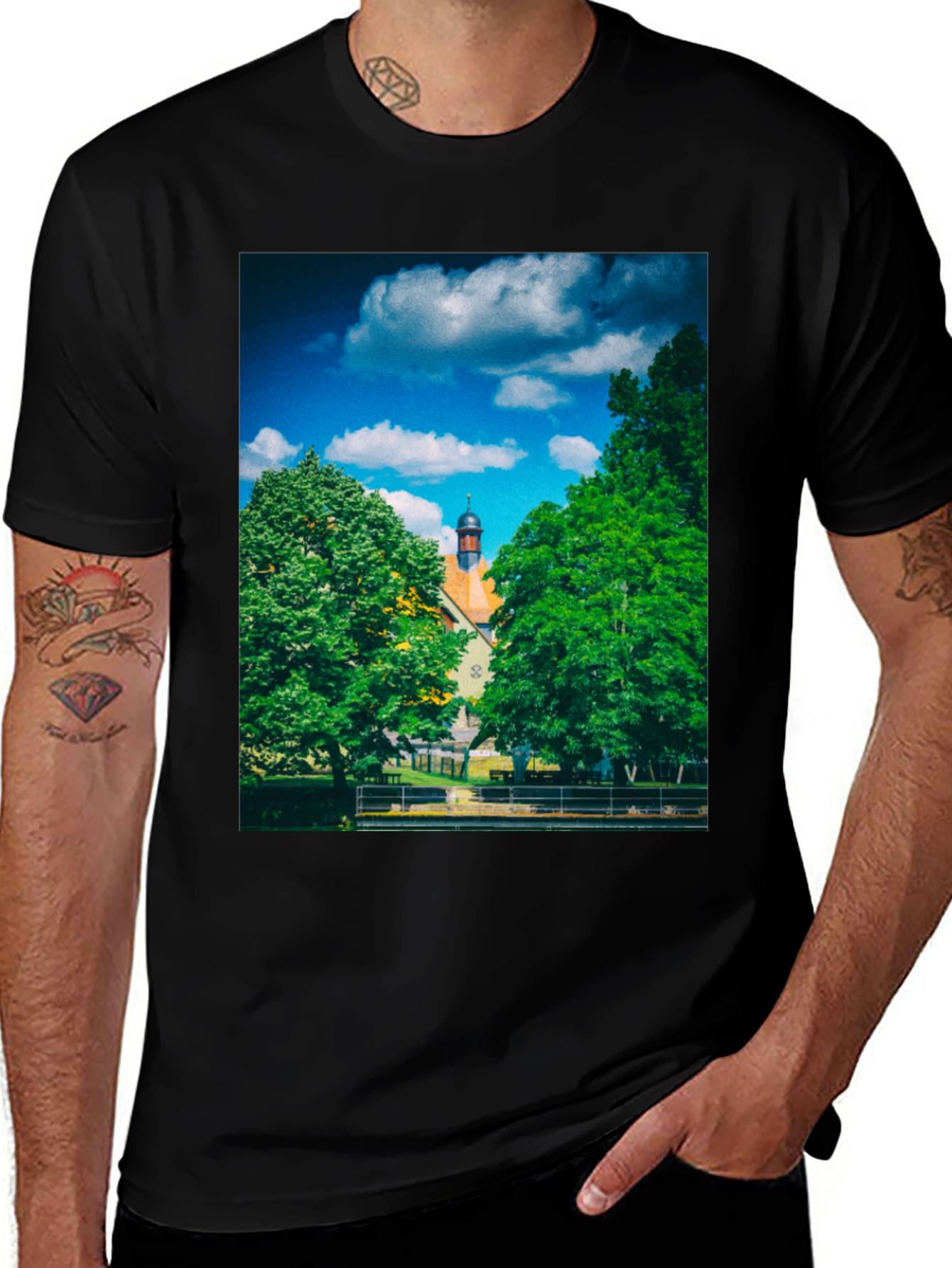 Scenic Landscape Black T-Shirt