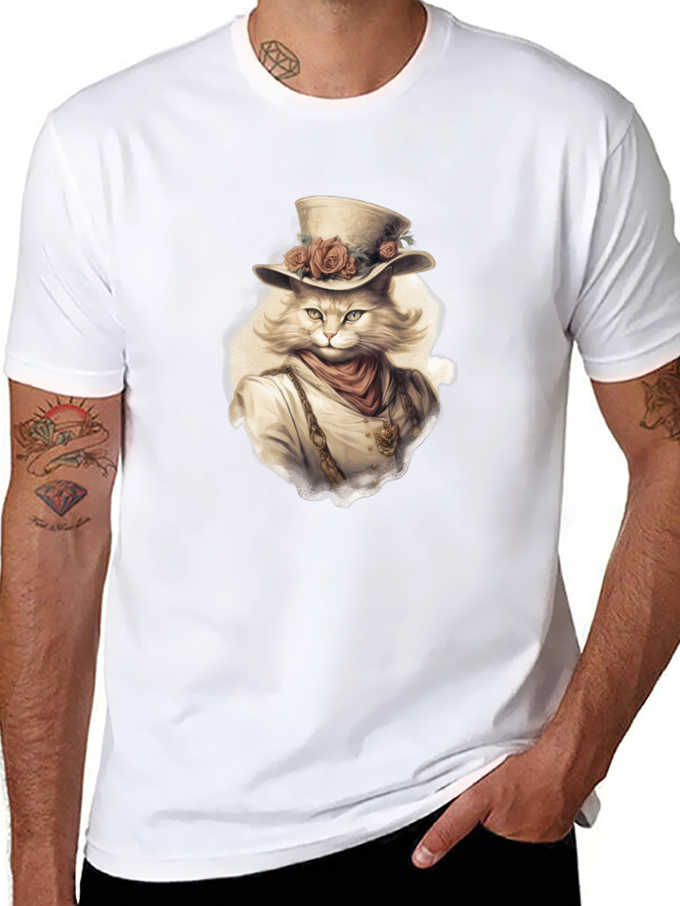 Steampunk Cat Graphic Tee - Unique Design