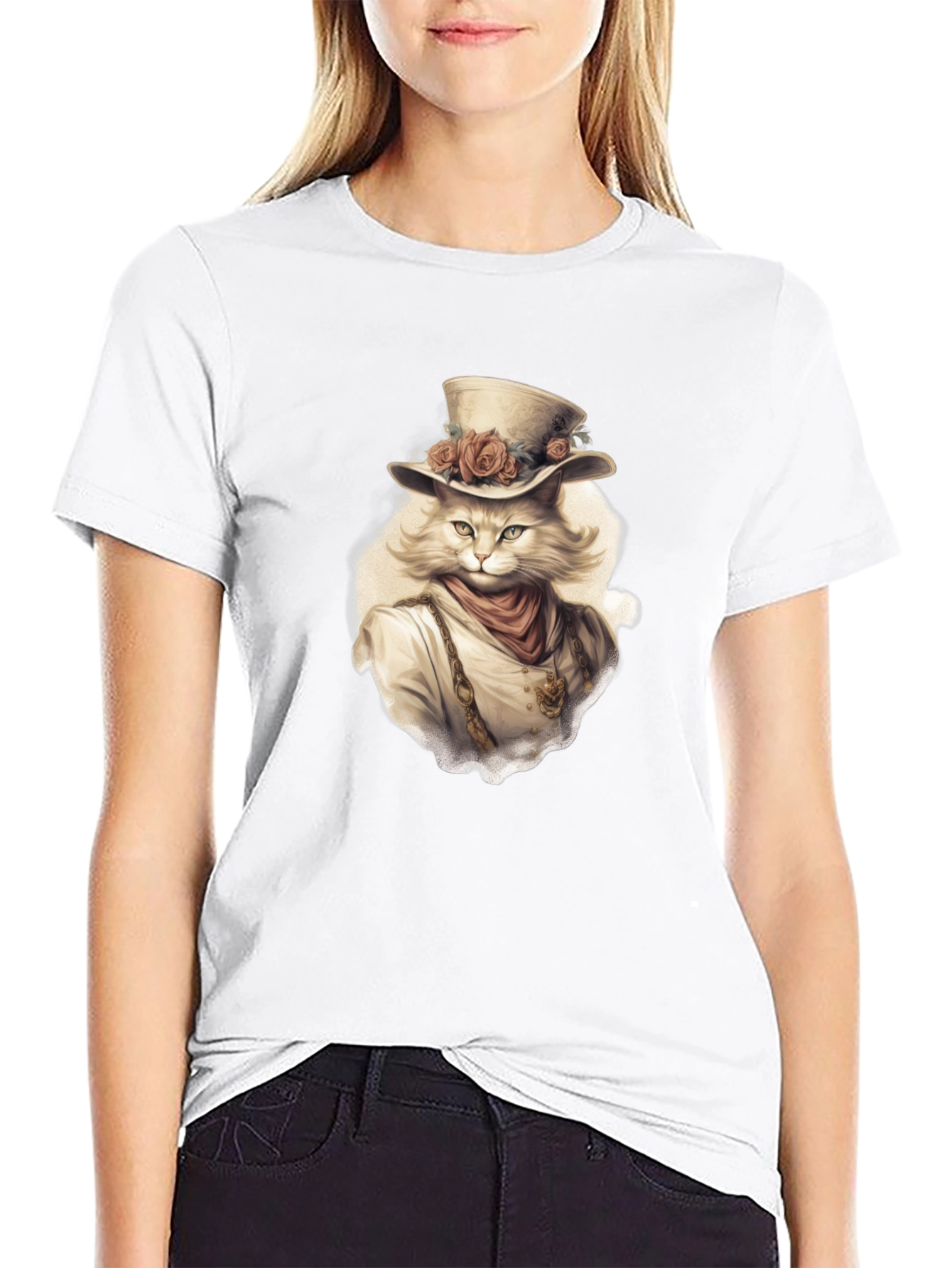 Steampunk Cat Graphic Tee - Unique Design