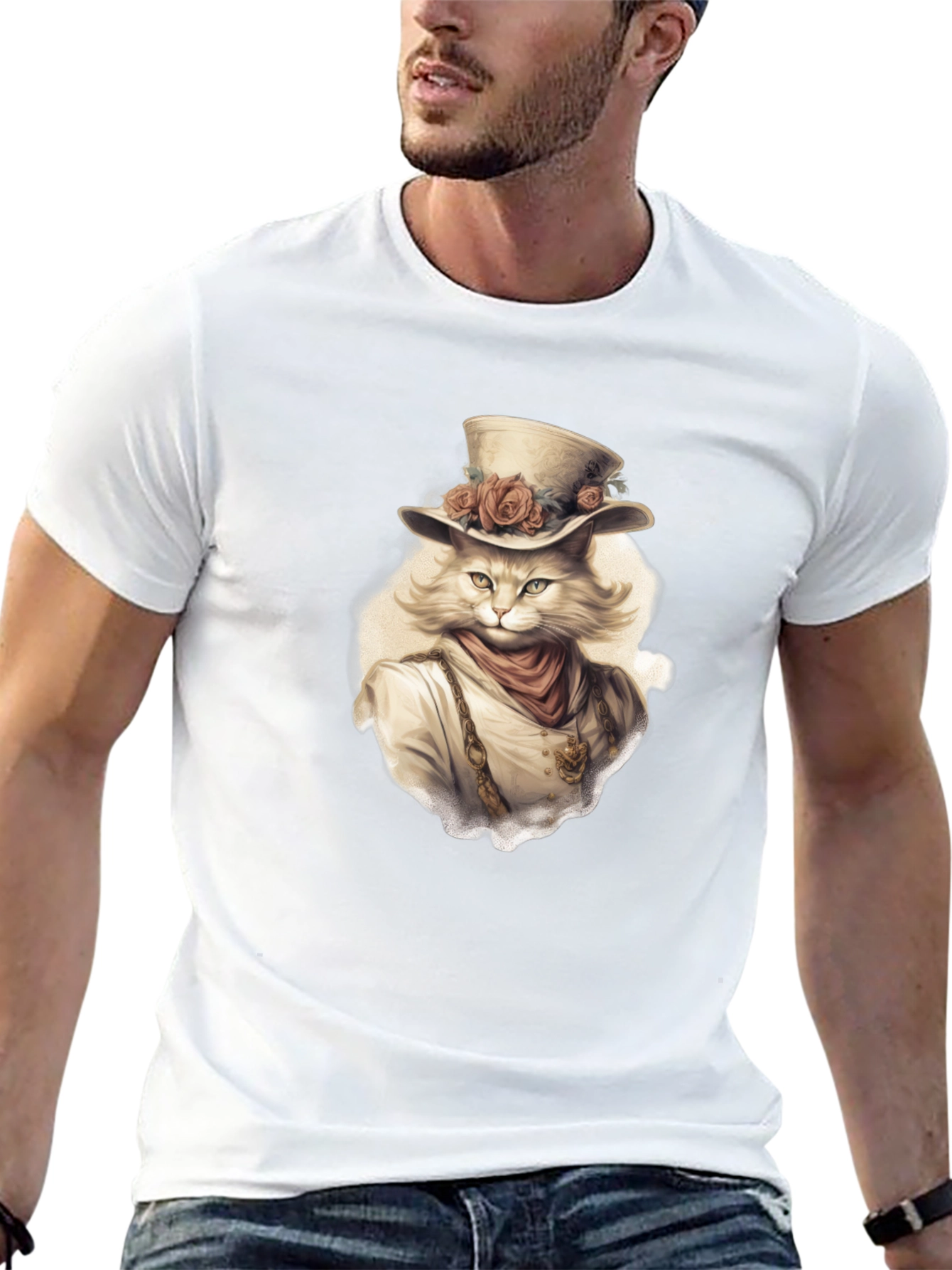 Steampunk Cat Graphic Tee - Unique Design