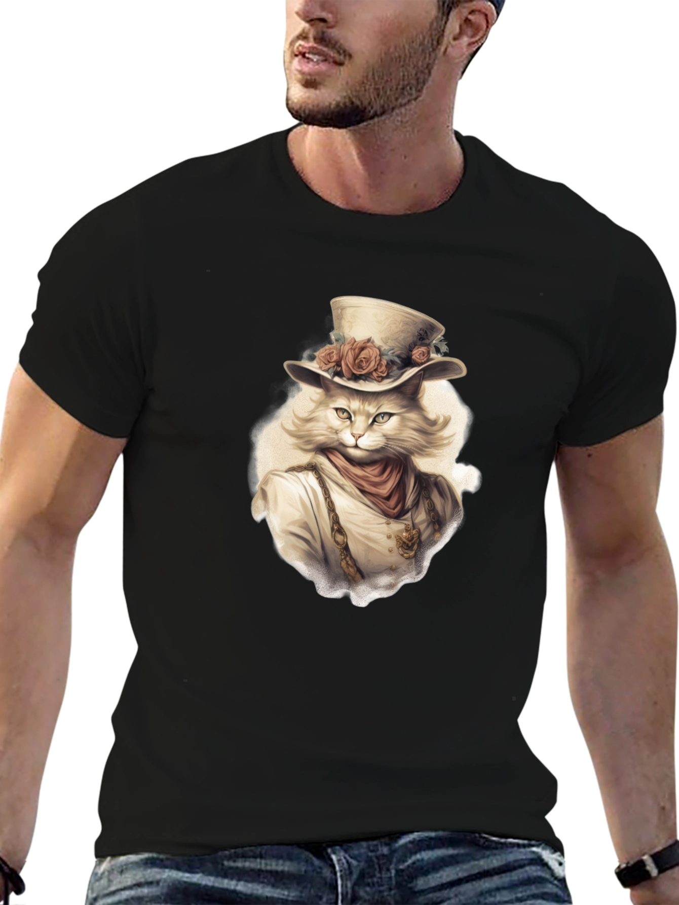 Steampunk Cat Graphic Tee - Unique Design
