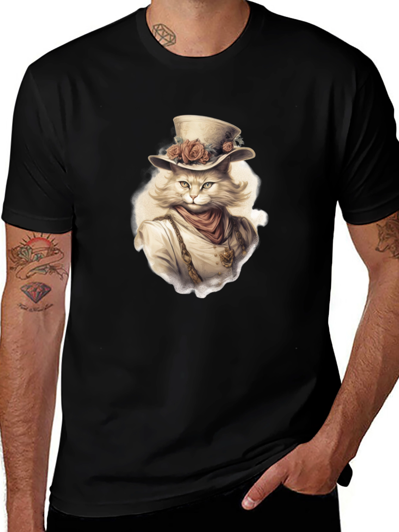 Steampunk Cat Graphic Tee - Unique Design