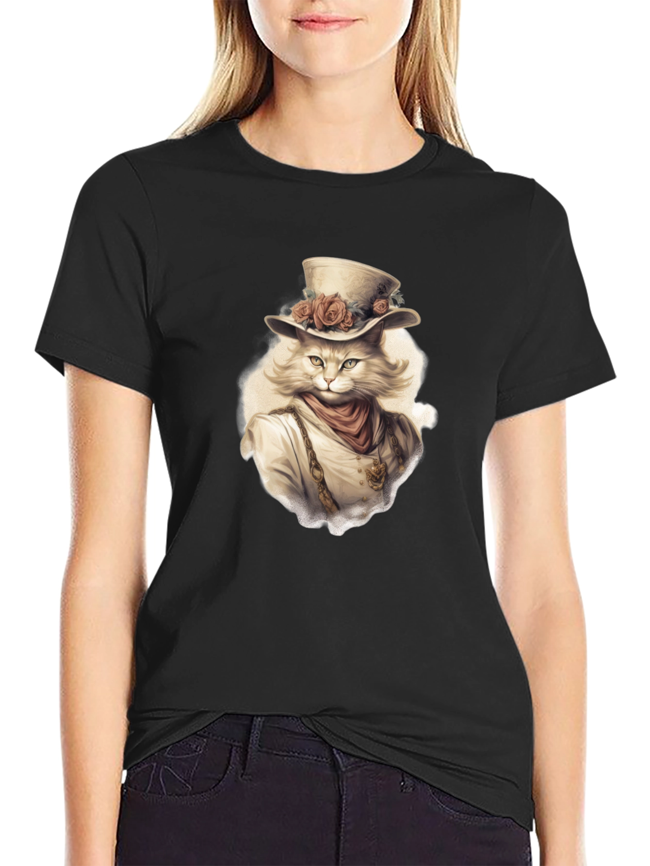 Steampunk Cat Graphic Tee - Unique Design