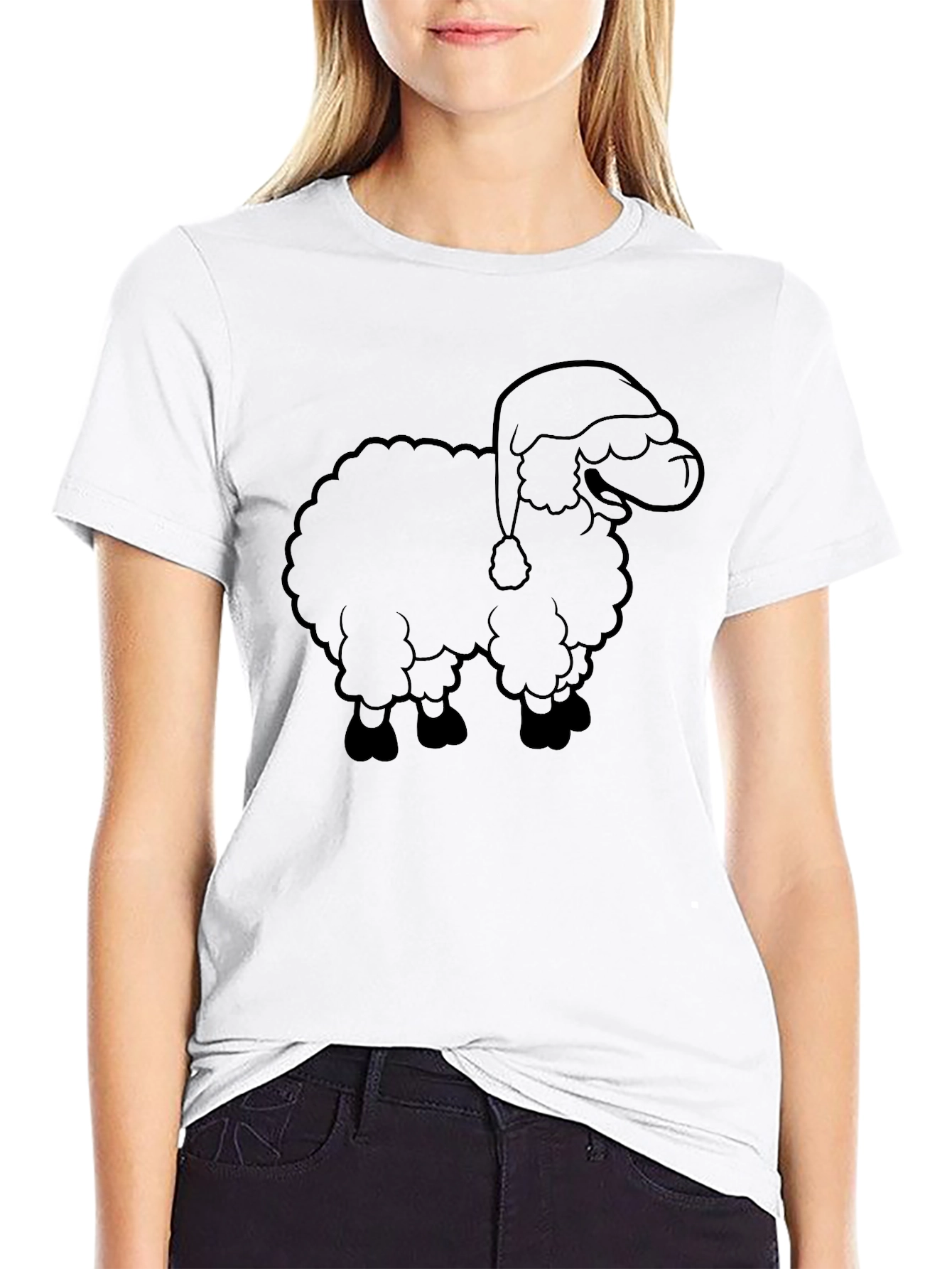 Festive Sheep T-Shirt - Black Holiday Tee