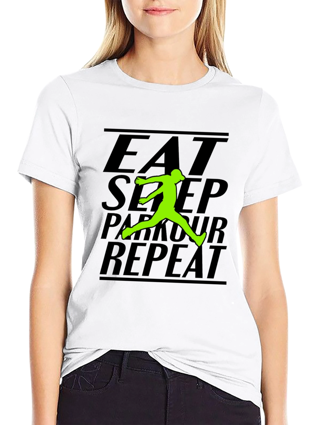 Eat Sleep Parkour Repeat Black Graphic Tee