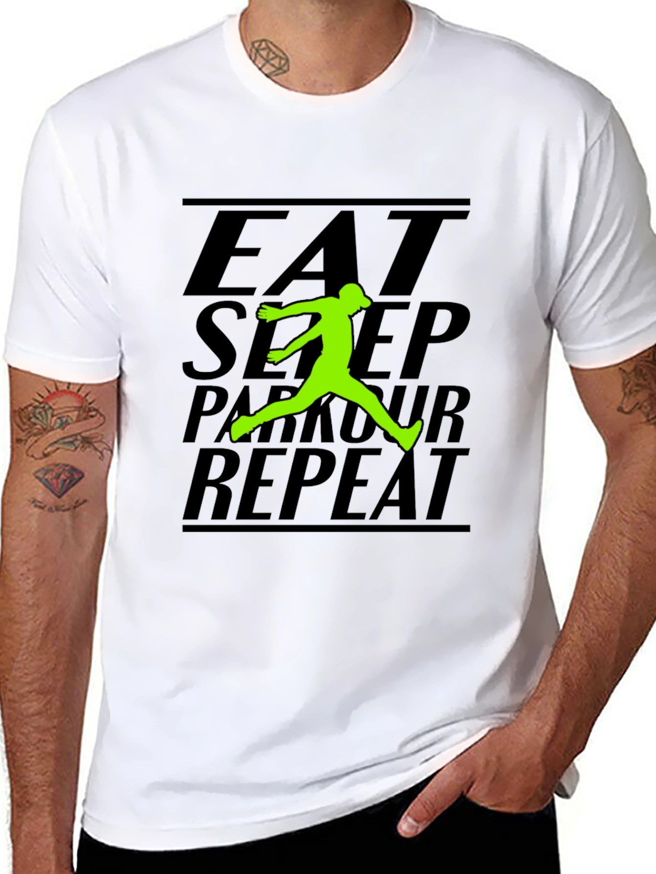 Eat Sleep Parkour Repeat Black Graphic Tee