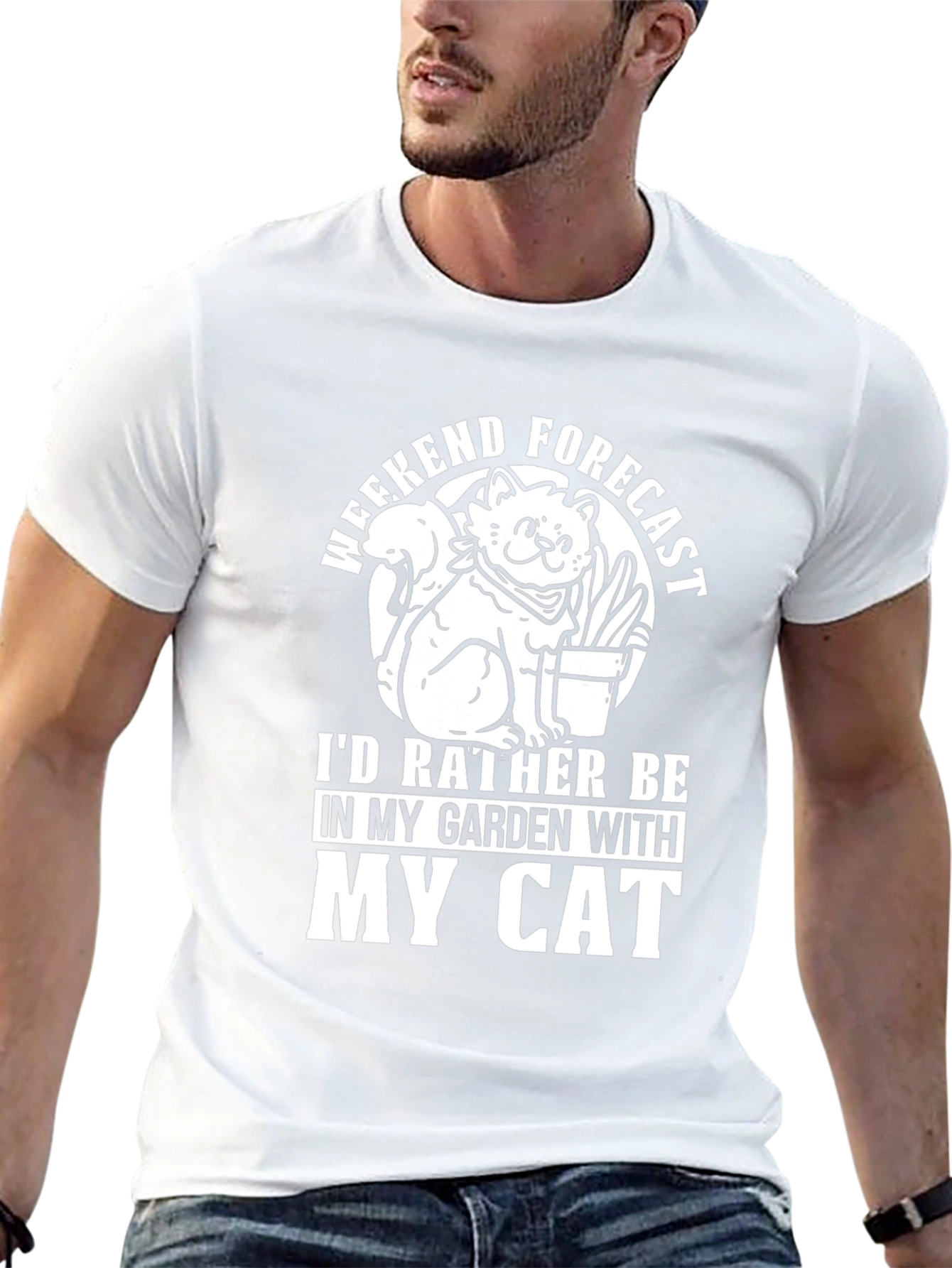 Cat Garden Weekend Forecast Black T-Shirt