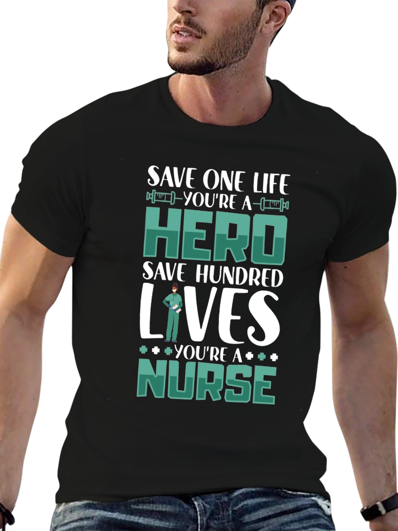 Nurse Hero Graphic T-Shirt - Save Lives