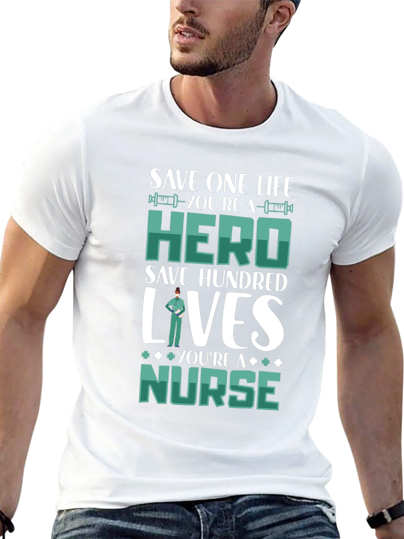 Nurse Hero Graphic T-Shirt - Save Lives