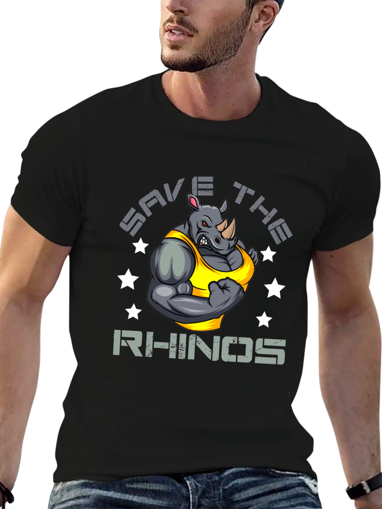 Save The Rhinos Graphic Print T-Shirt