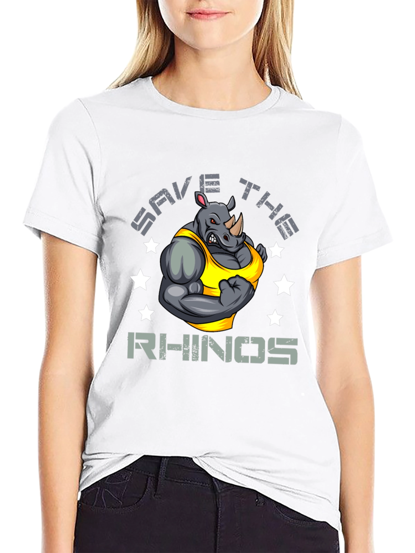 Save The Rhinos Graphic Print T-Shirt