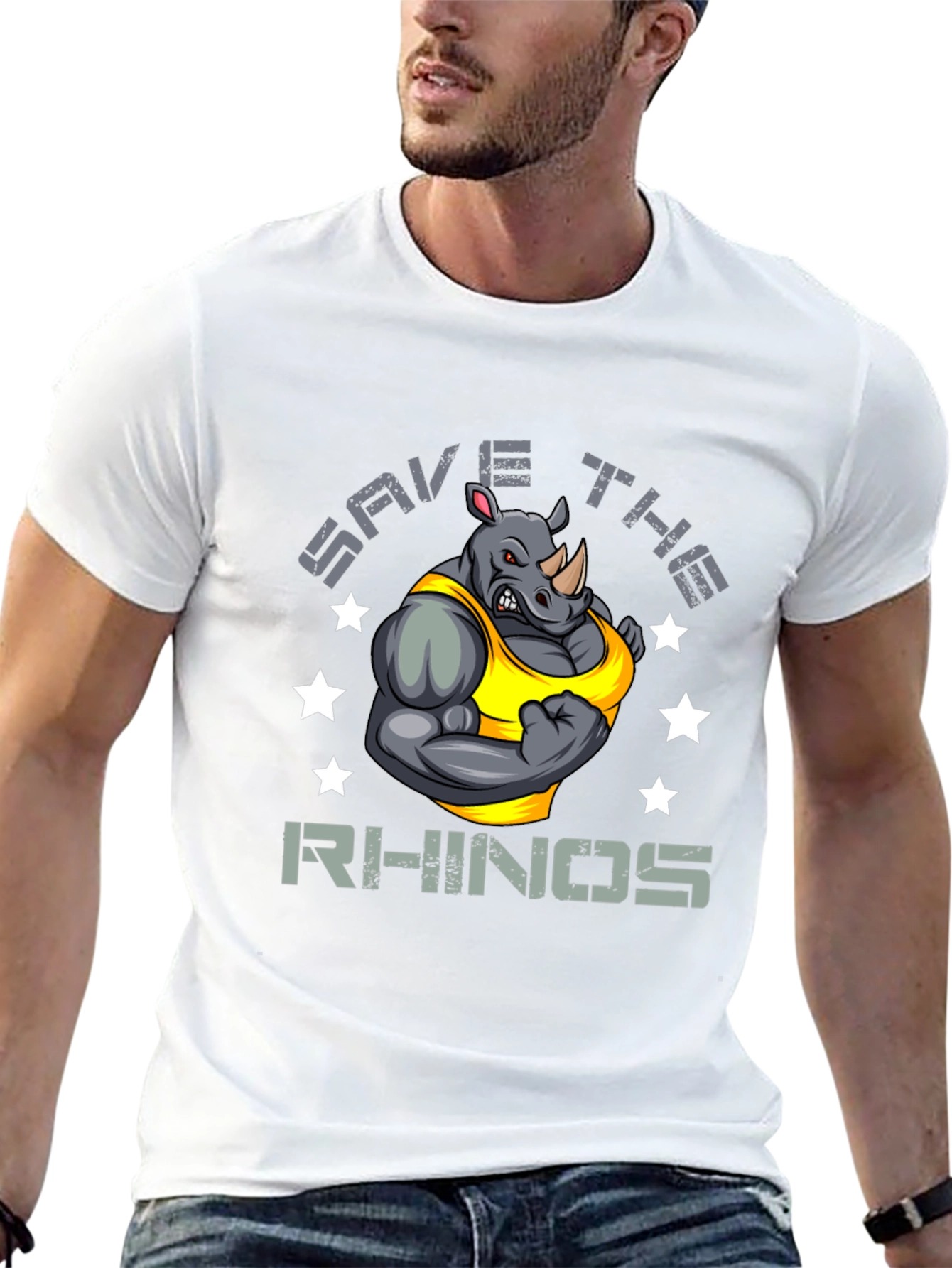Save The Rhinos Graphic Print T-Shirt