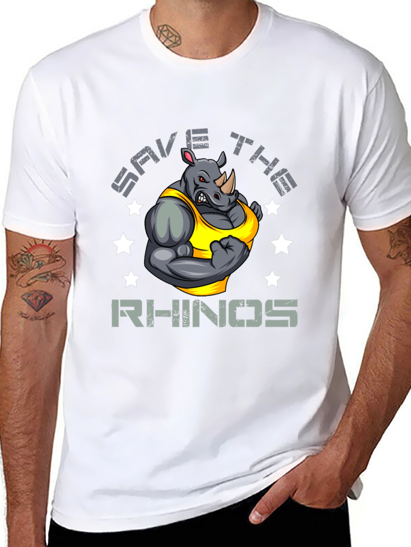 Save The Rhinos Graphic Print T-Shirt