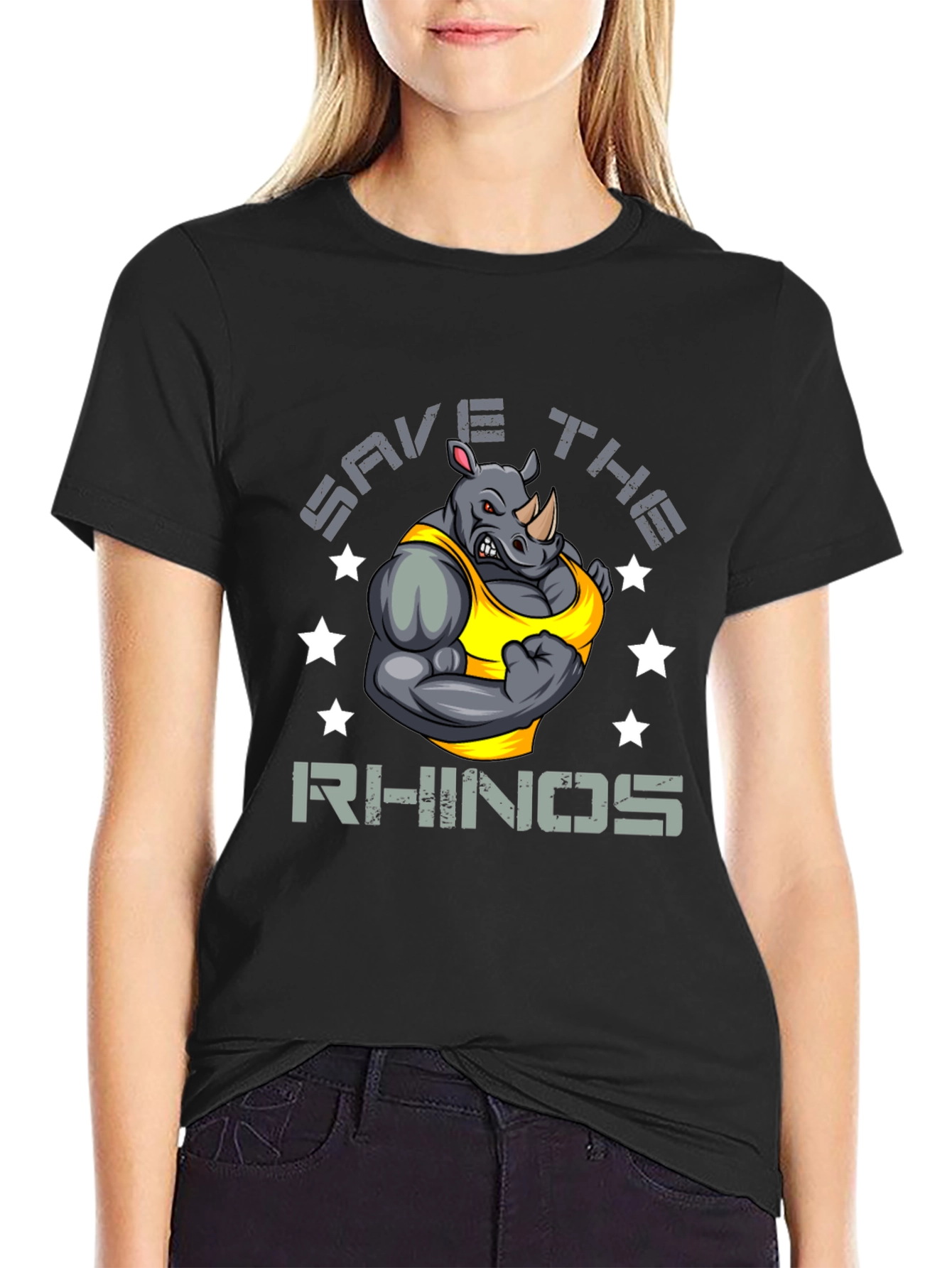 Save The Rhinos Graphic Print T-Shirt