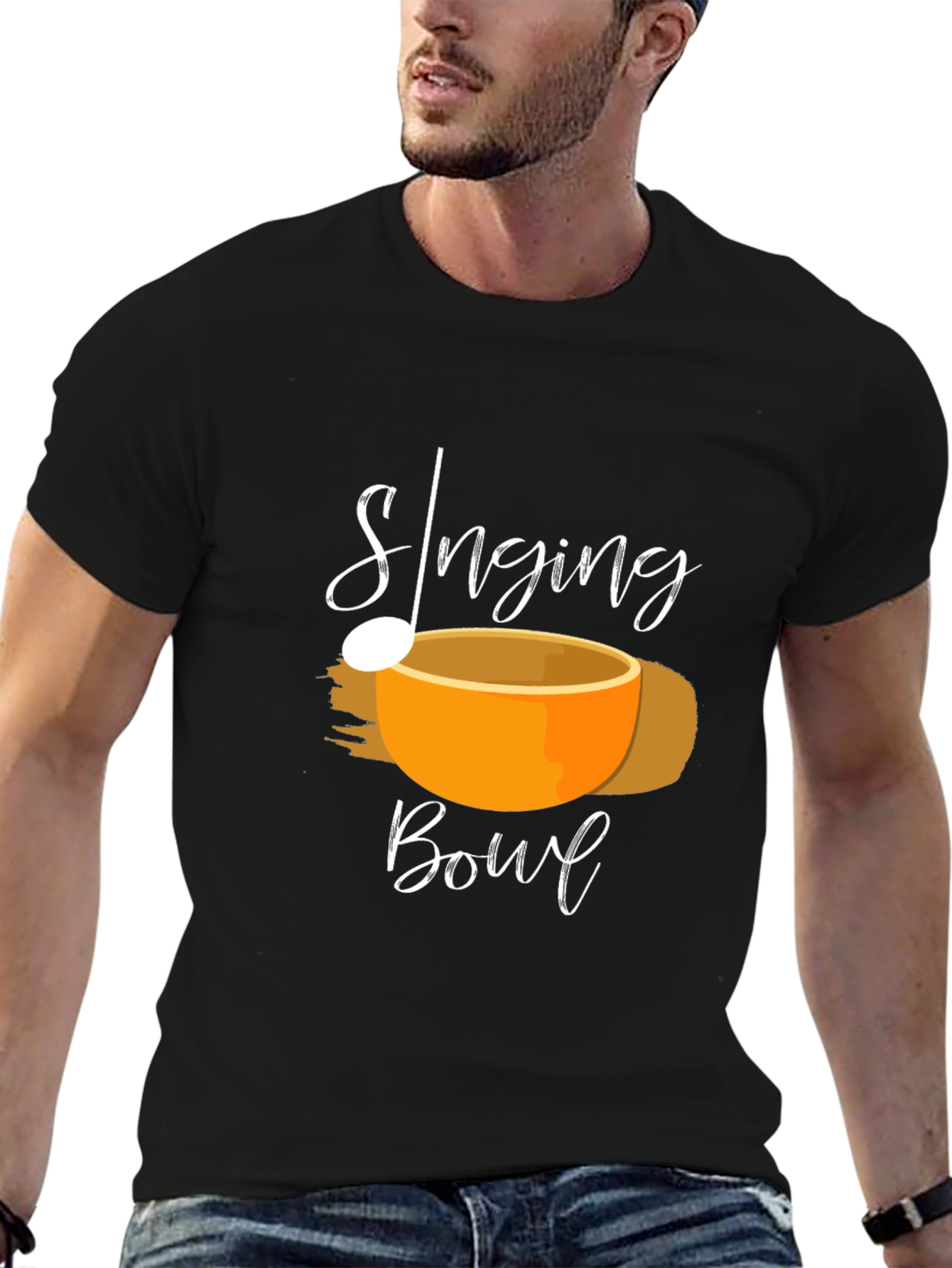 Singing Bowl Black T-Shirt - Meditation Apparel