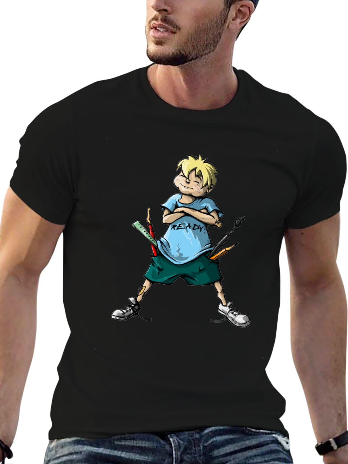 Cartoon Boy Ready T-Shirt