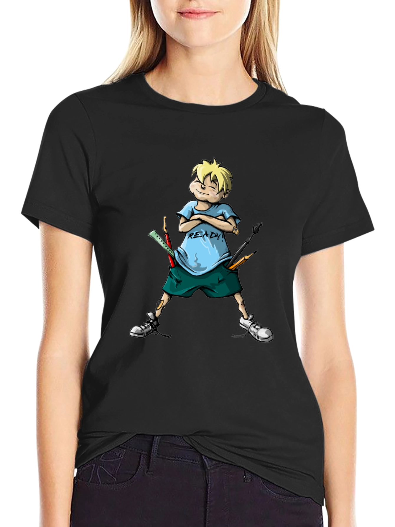 Cartoon Boy Ready T-Shirt