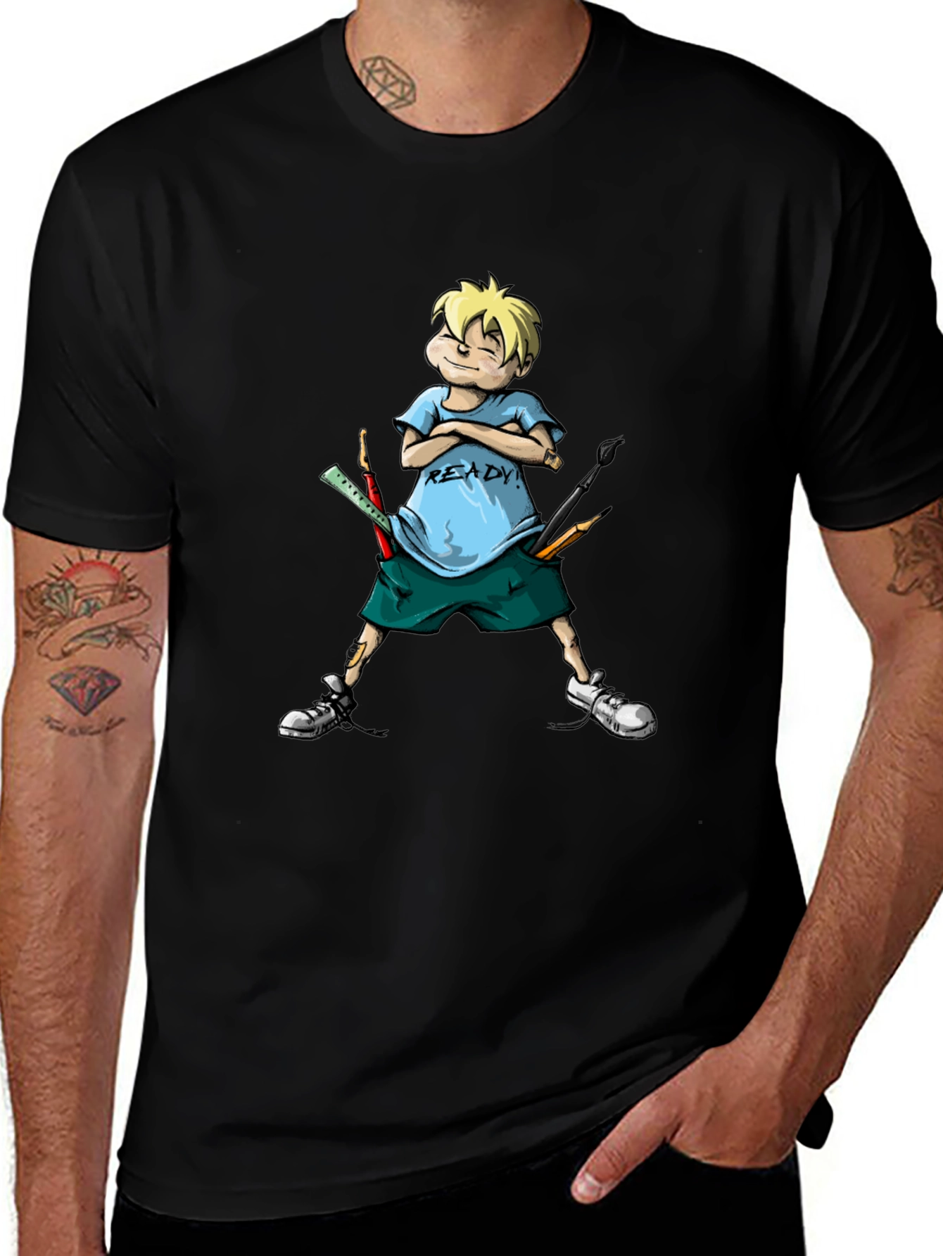 Cartoon Boy Ready T-Shirt