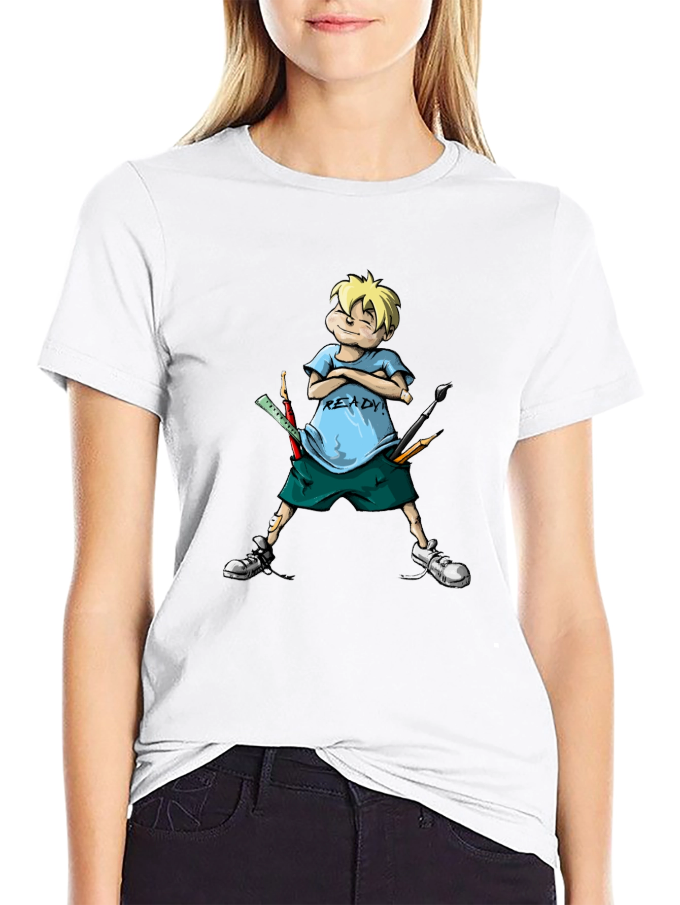 Cartoon Boy Ready T-Shirt