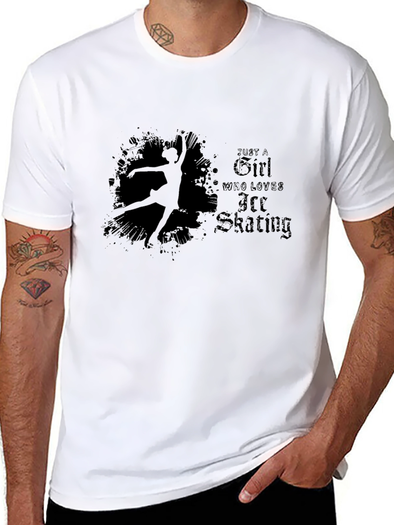 Ice Skating Girl T-Shirt - Black