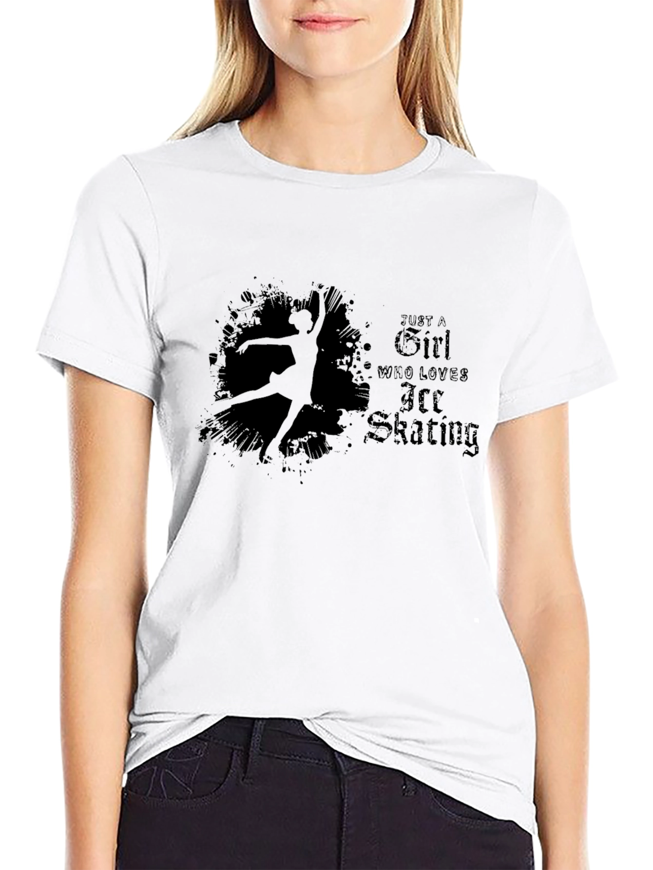 Ice Skating Girl T-Shirt - Black
