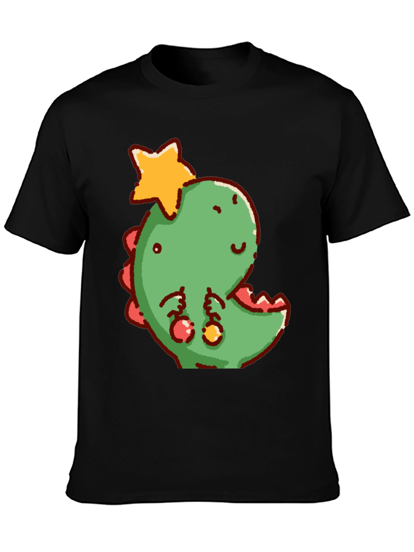 Cute Dinosaur with Star Christmas T-Shirt