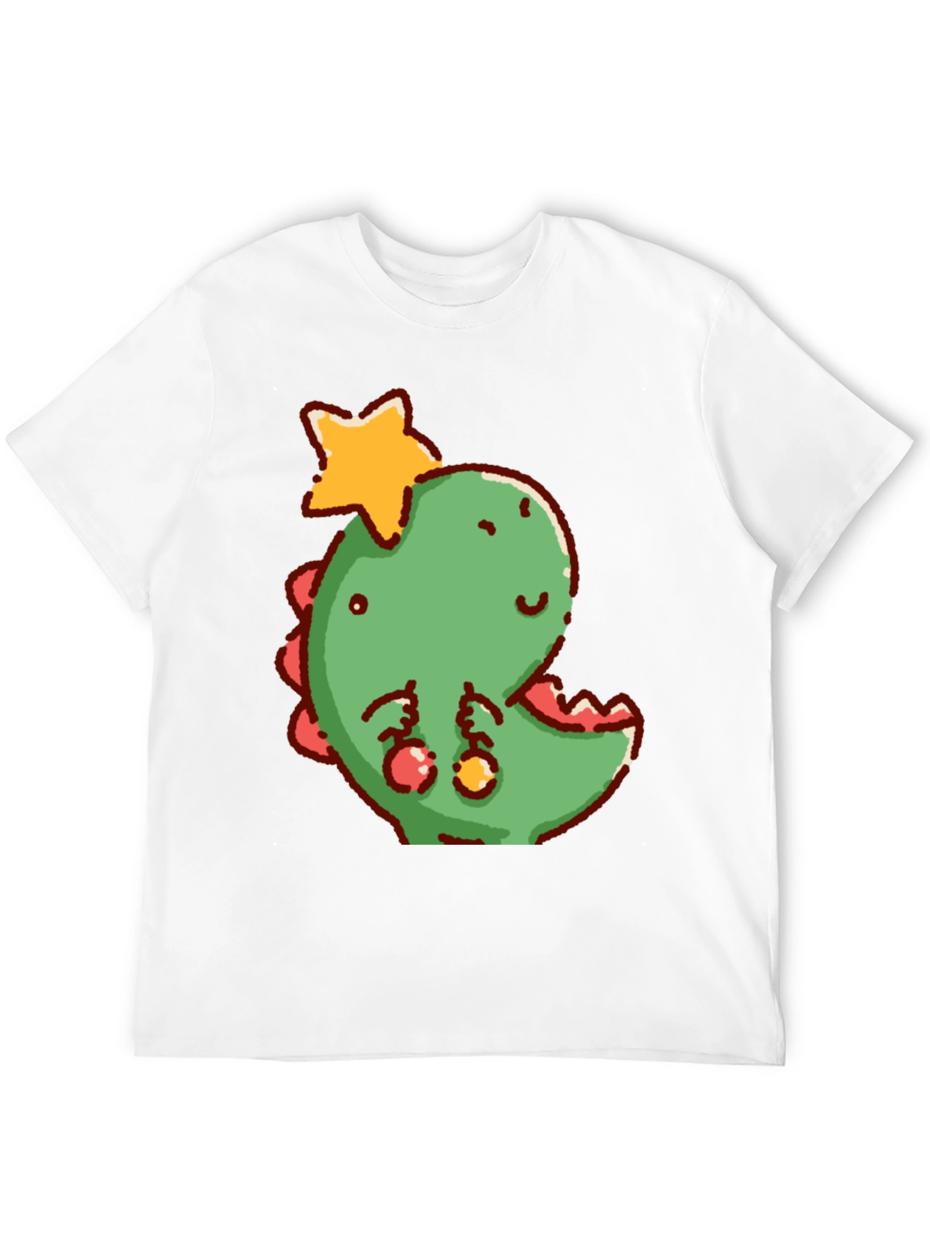 Cute Dinosaur with Star Christmas T-Shirt