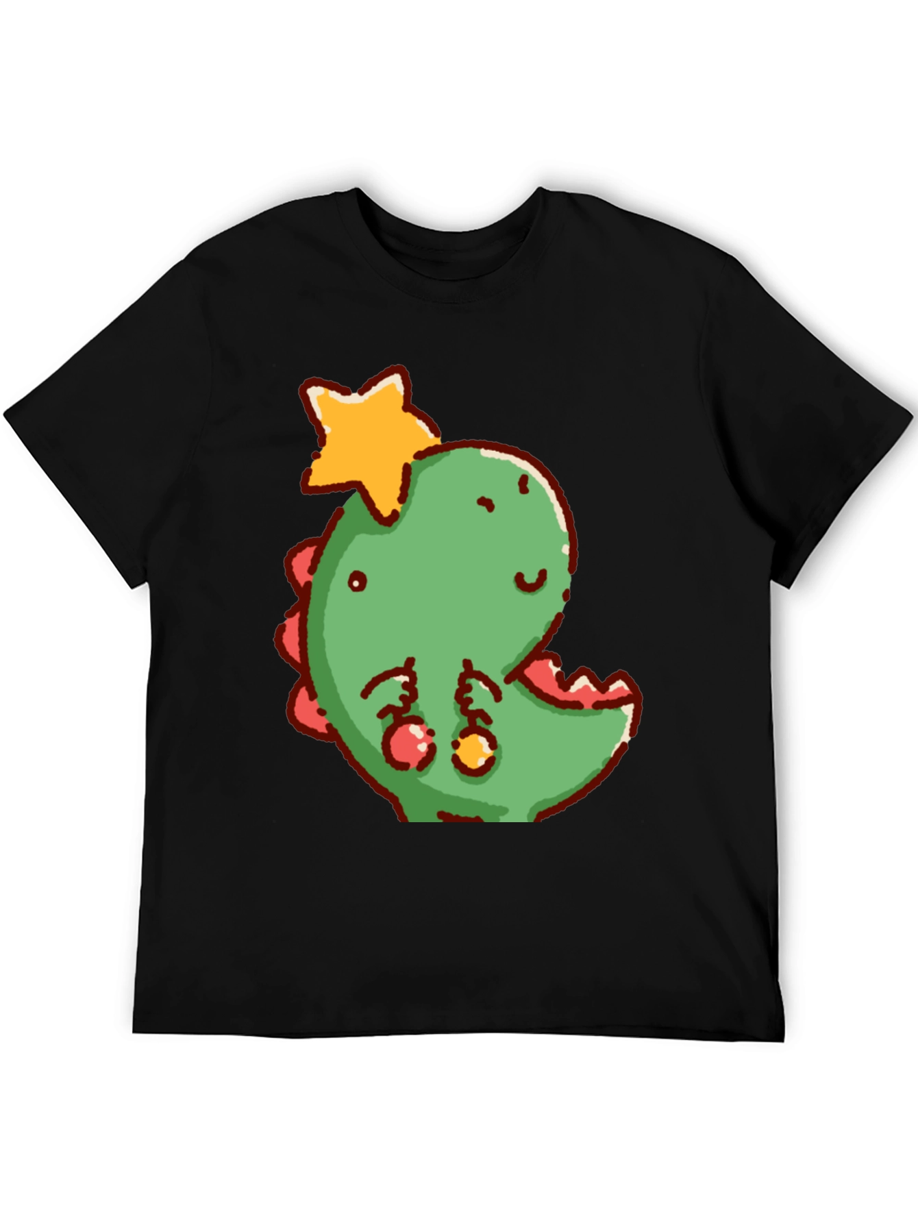 Cute Dinosaur with Star Christmas T-Shirt