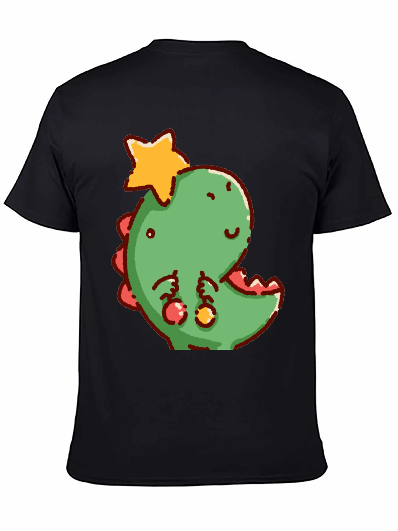 Cute Dinosaur with Star Christmas T-Shirt