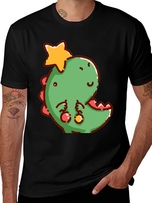 Cute Dinosaur with Star Christmas T-Shirt