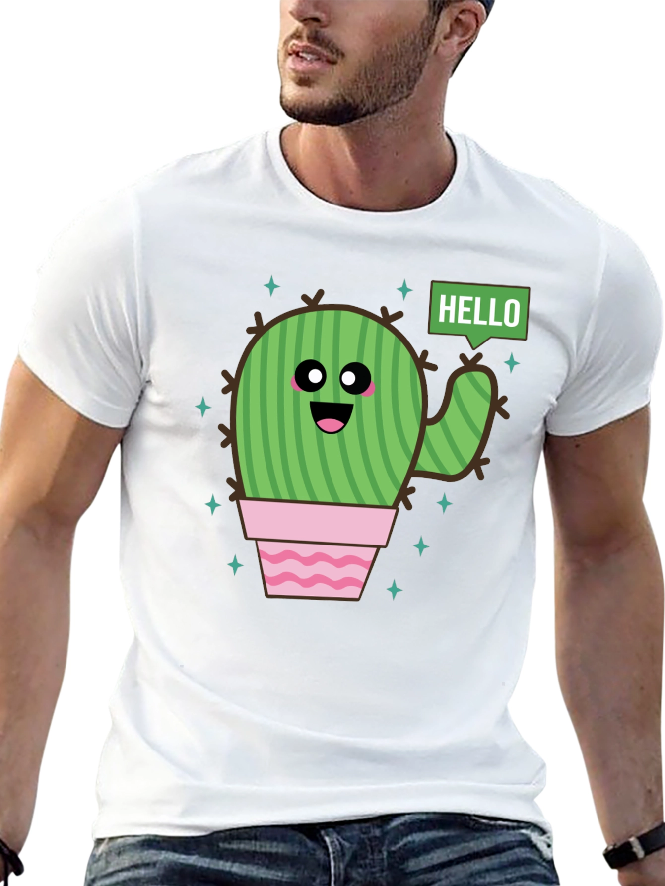 Cute Cactus Graphic T-Shirt - Hello There!