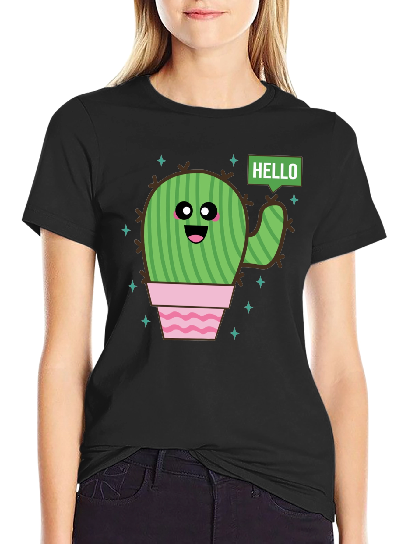 Cute Cactus Graphic T-Shirt - Hello There!