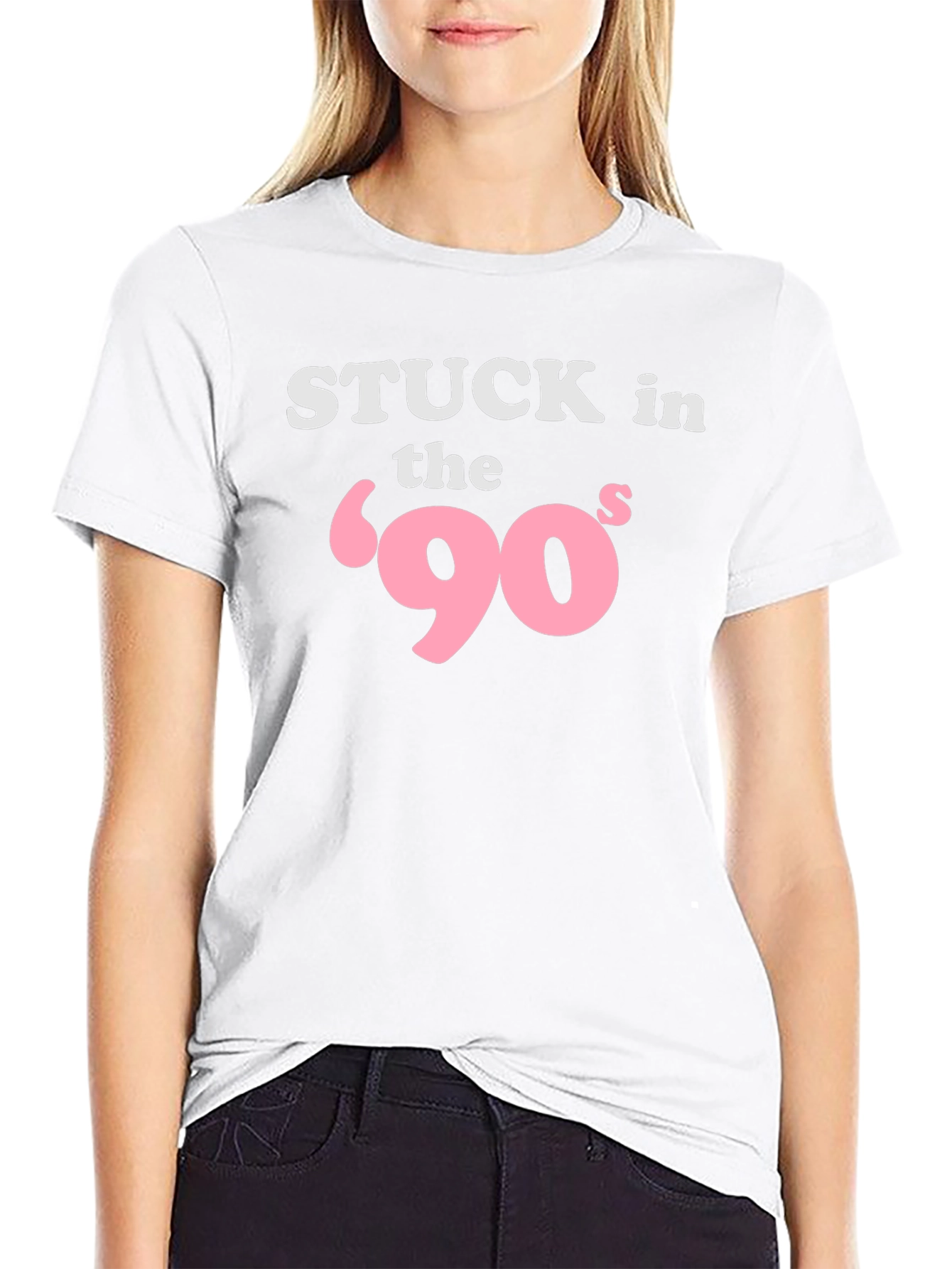 Stuck in the 90s Black T-Shirt - Retro Nostalgia