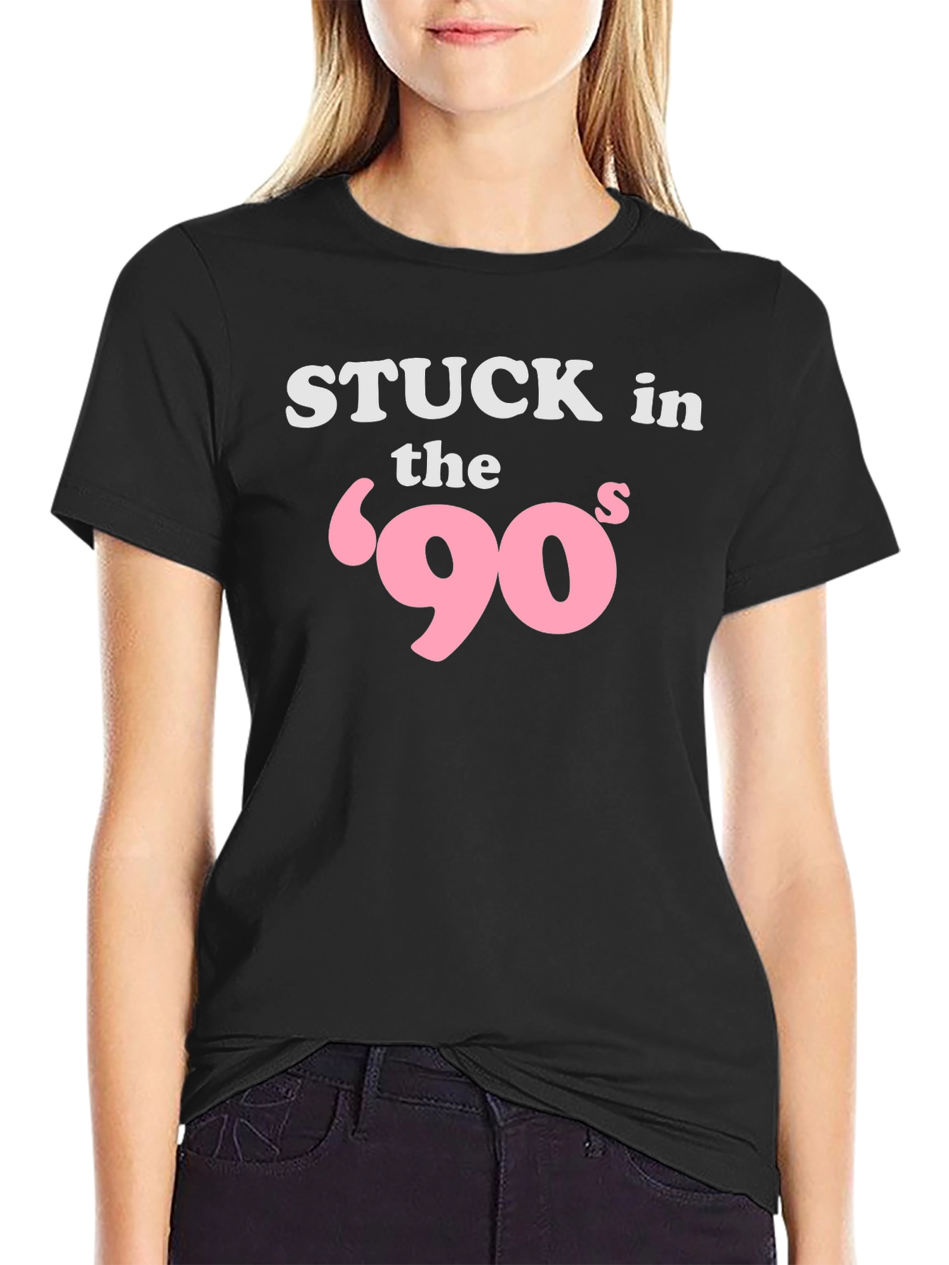 Stuck in the 90s Black T-Shirt - Retro Nostalgia