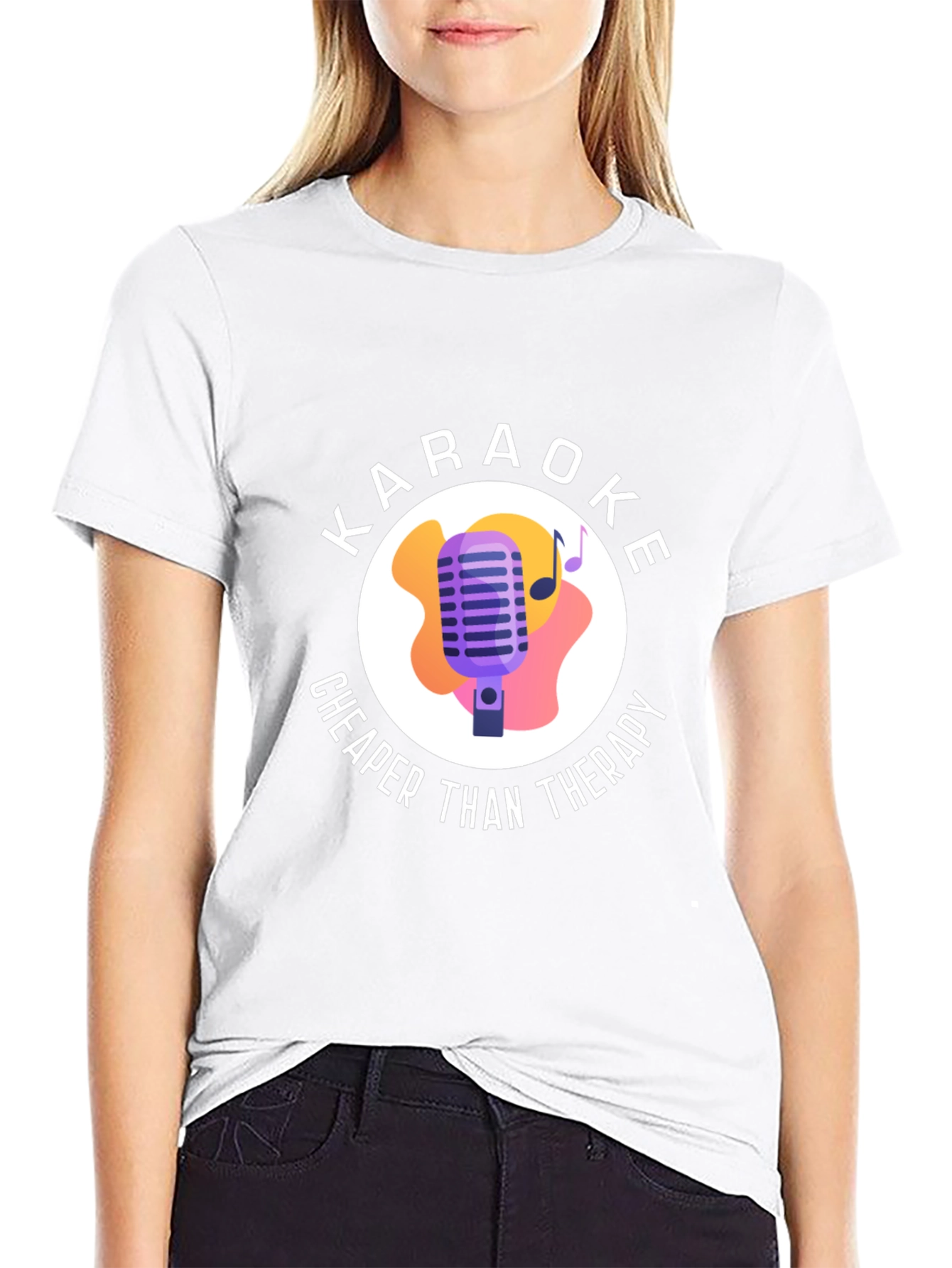 Karaoke Cheaper Than Therapy Black Graphic T-Shirt