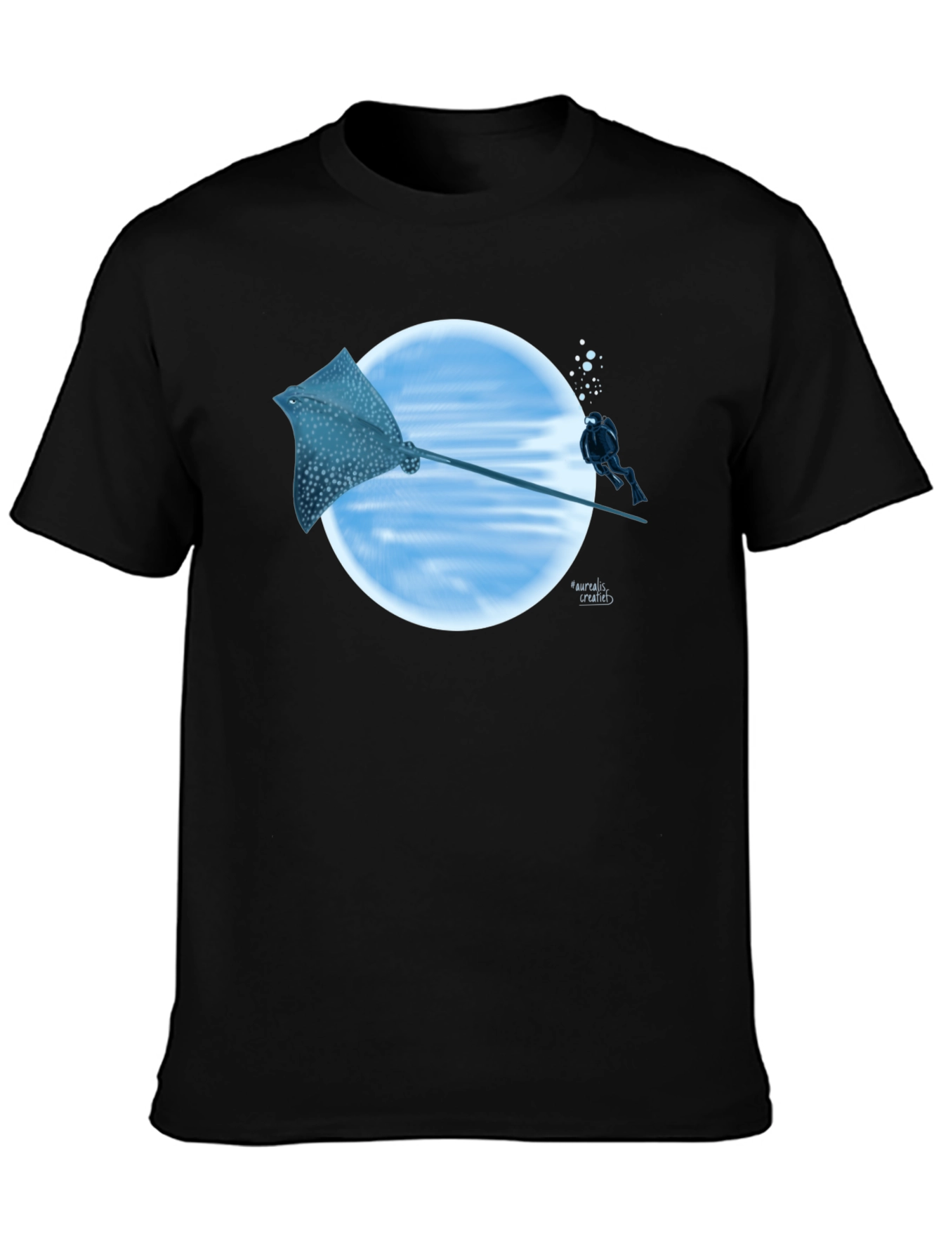 Spotted Eagle Ray Scuba Diving Black T-Shirt