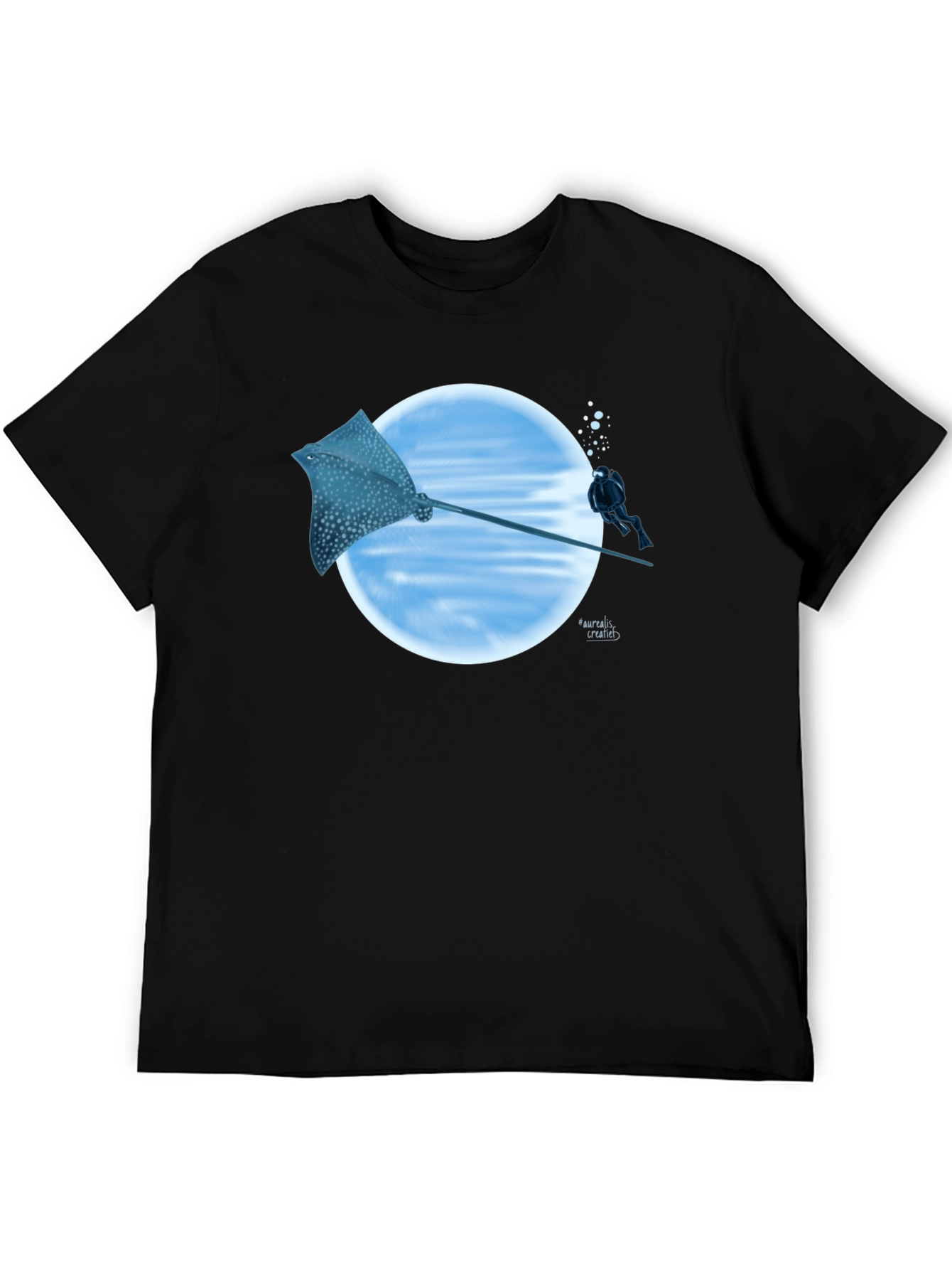 Spotted Eagle Ray Scuba Diving Black T-Shirt