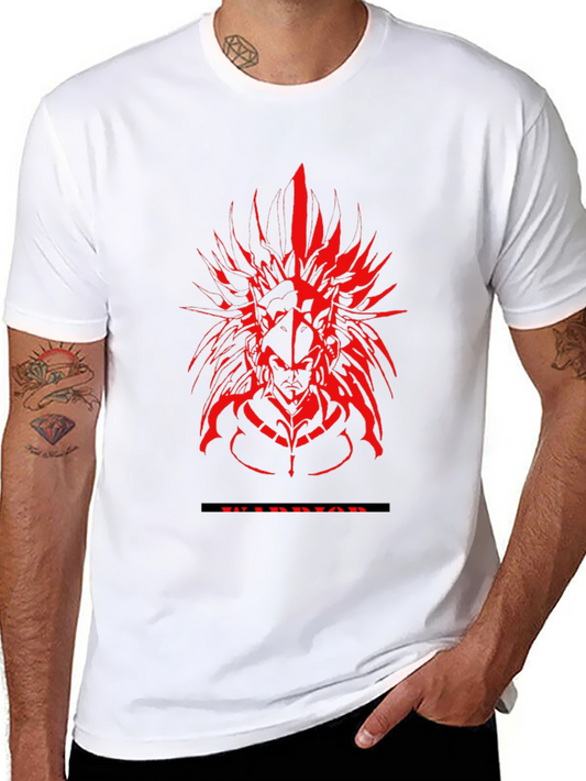 Warrior Graphic Tee - Red Design on Black Cotton